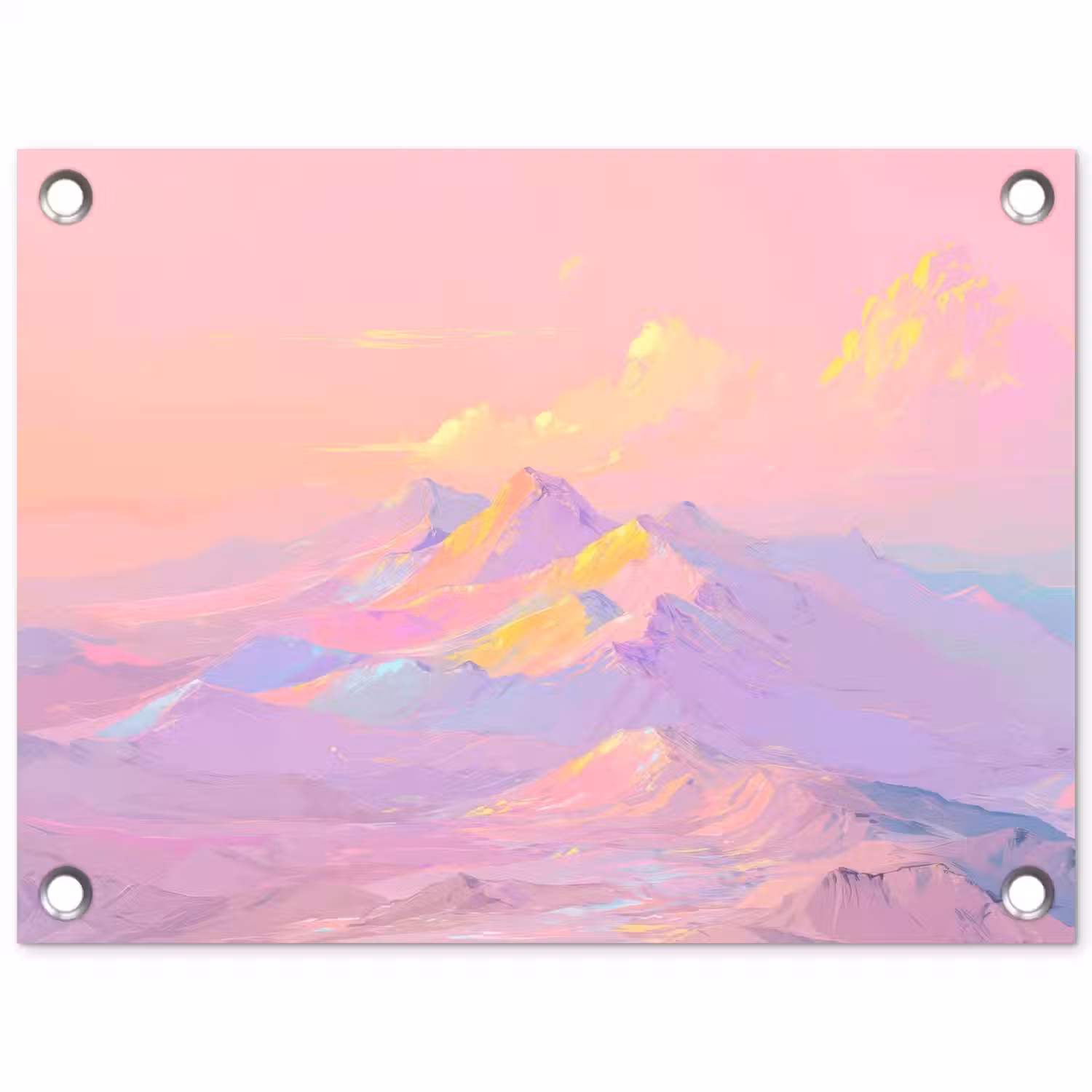 Bergtoppen - Wolken - Dromerig tuinposter los doek klein -3d