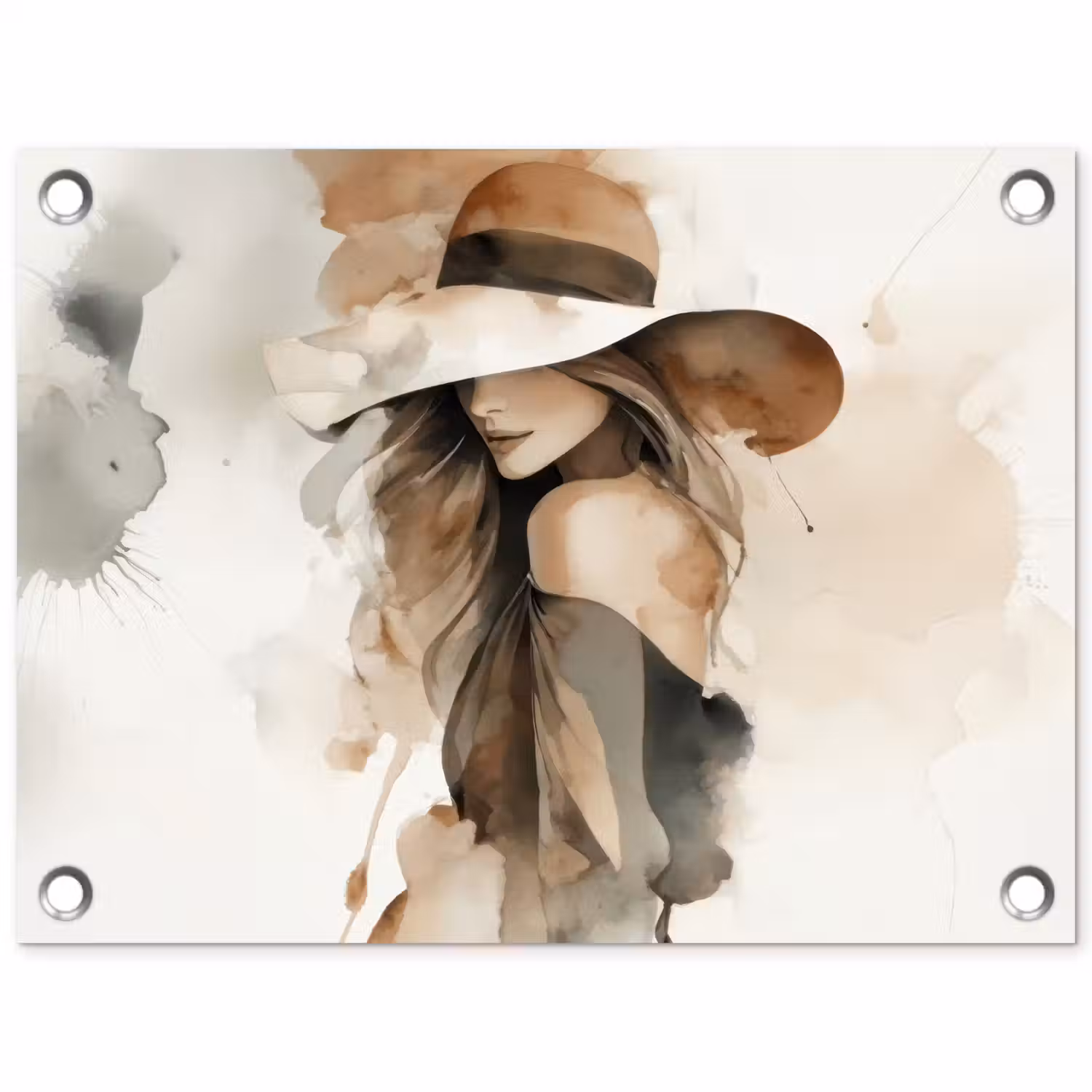 Mysterieus - Vrouw - Sepia tuinposter los doek klein -3d