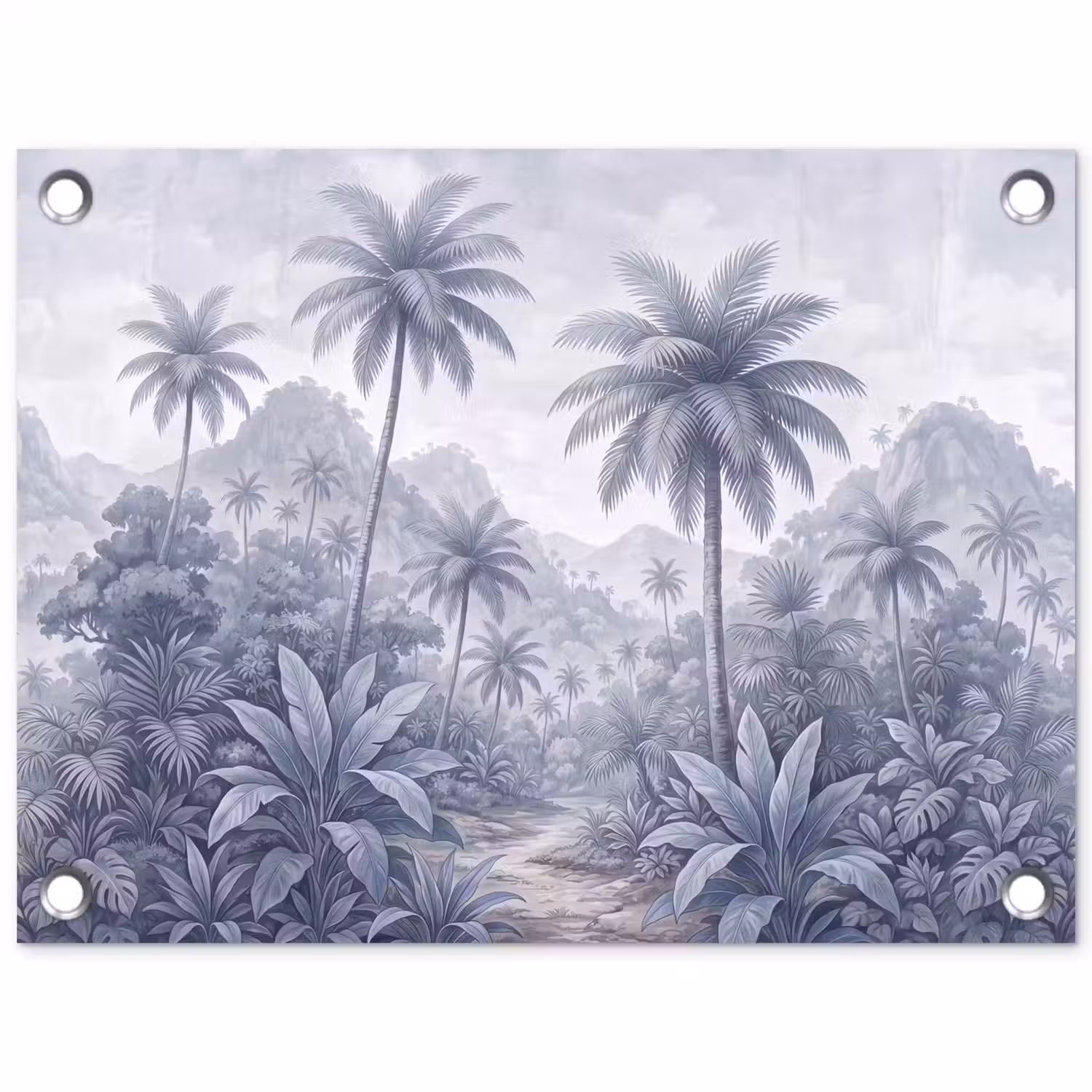 Natuur - Boom - Tropisch - Landschap - Blauw tuinposter los doek klein -3d