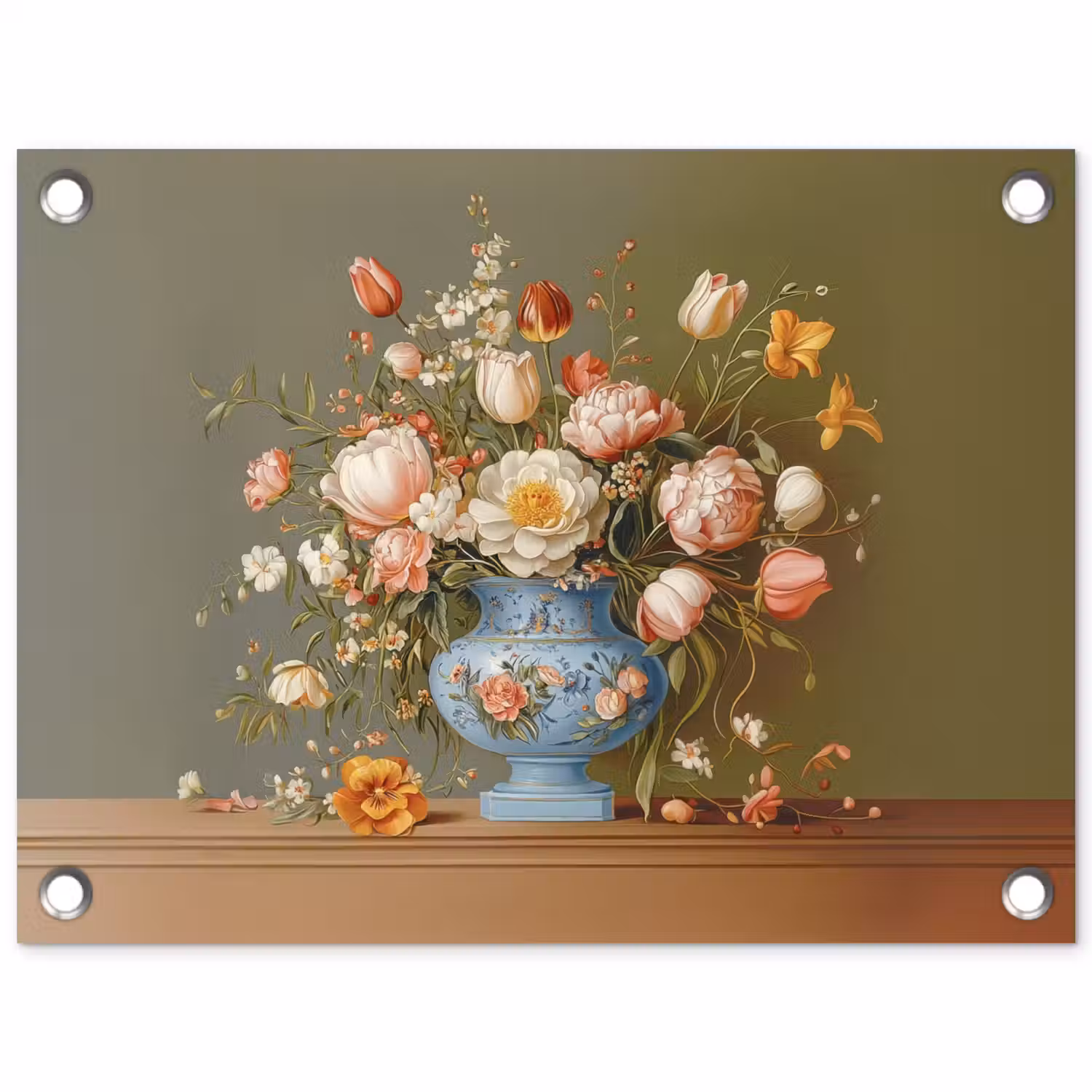 Neutral - Bloemen - Boeket - Vaas tuinposter los doek klein -3d
