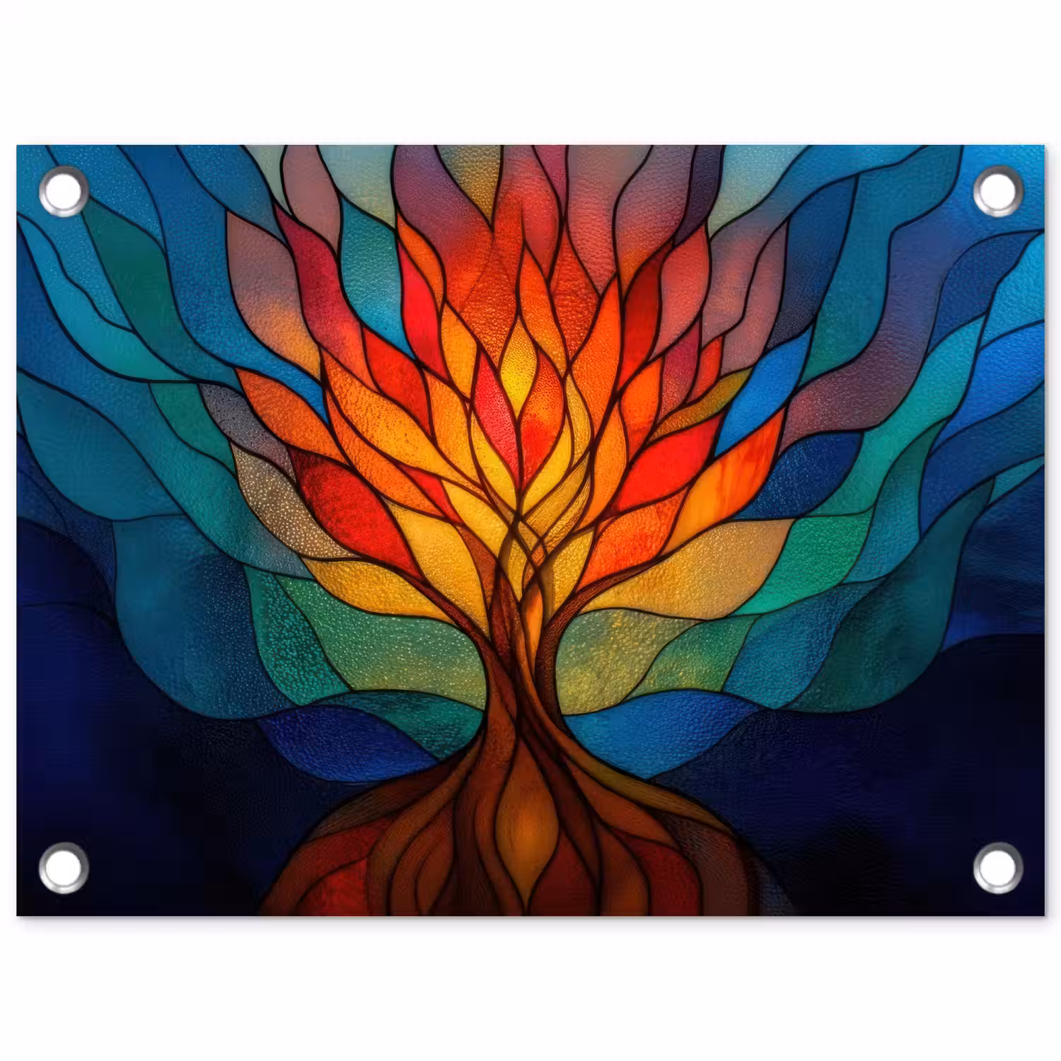 Sierglas - Boom - Rood - Vlakken tuinposter los doek klein -3d