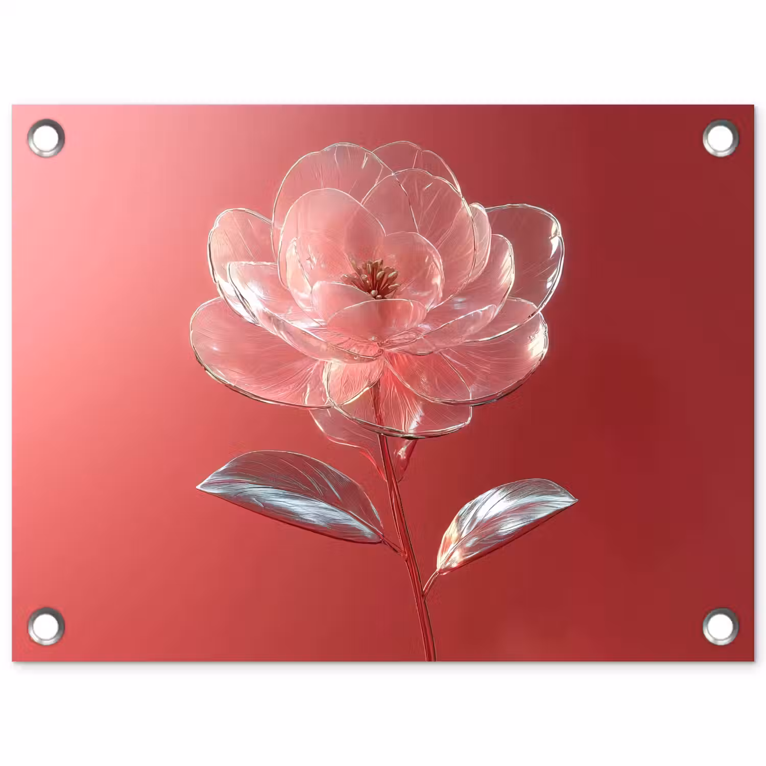 Sierlijk - Bloem - Roze - Glazen tuinposter los doek klein -3d