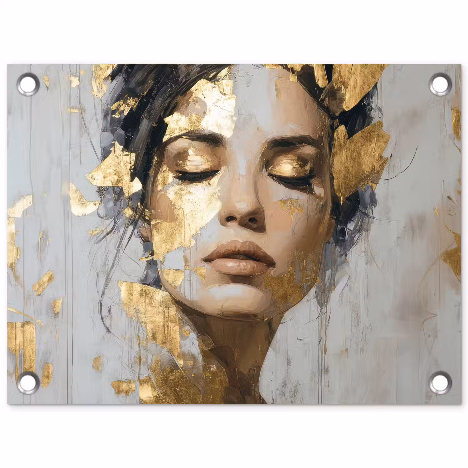 Sierlijk - Vrouw - Goud - Ogen tuinposter los doek klein -3d