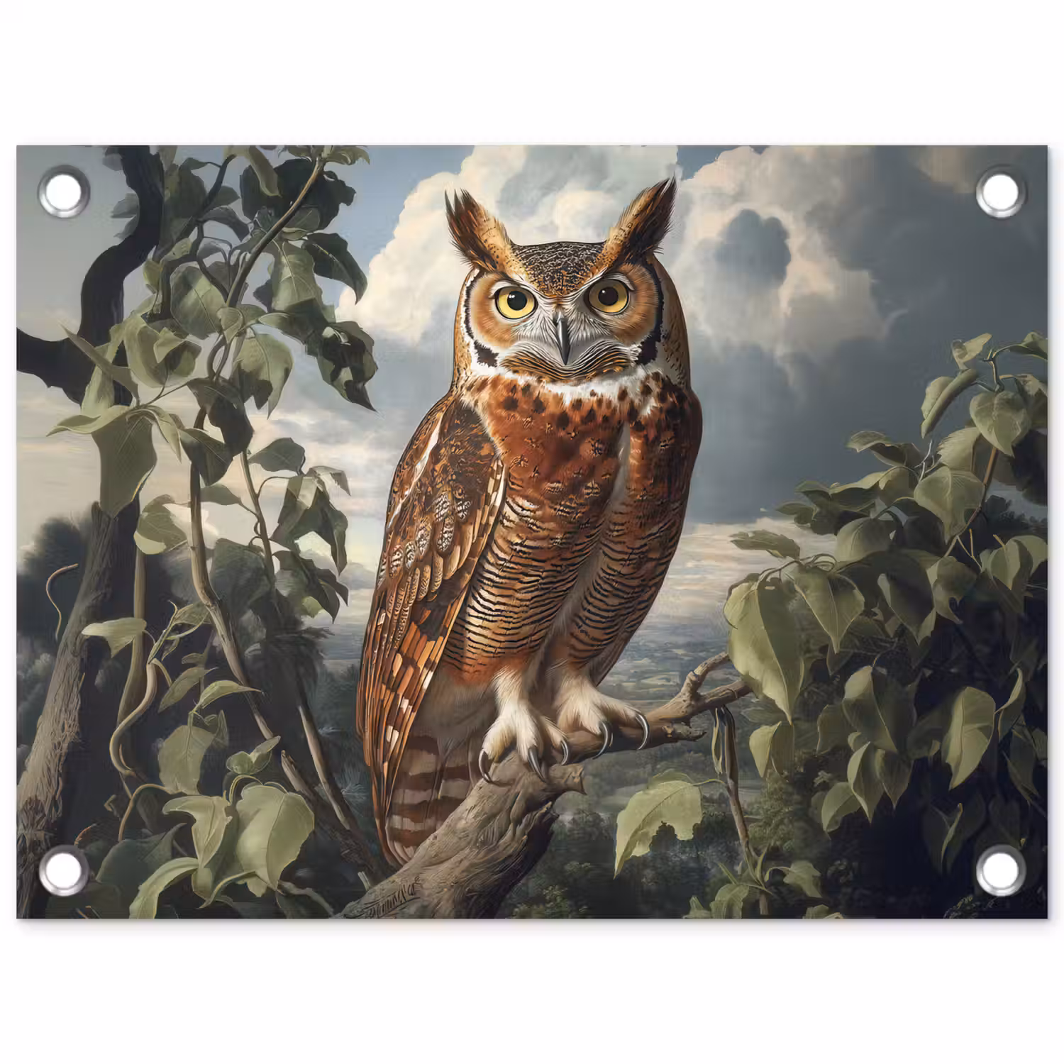 Uil - Tak - Boom - Veren tuinposter los doek klein -3d