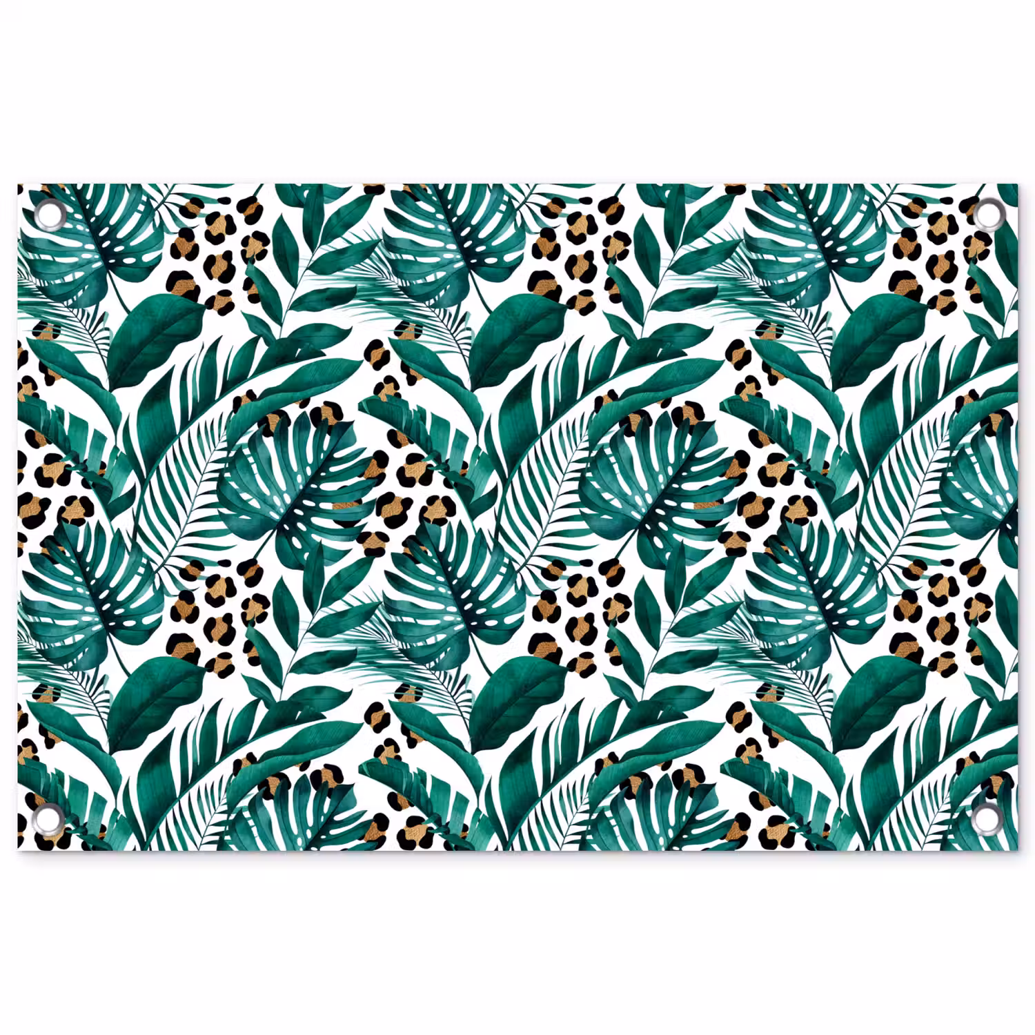 Palmblad - Panterprint - Tropical tuinposter los doek klein -3d