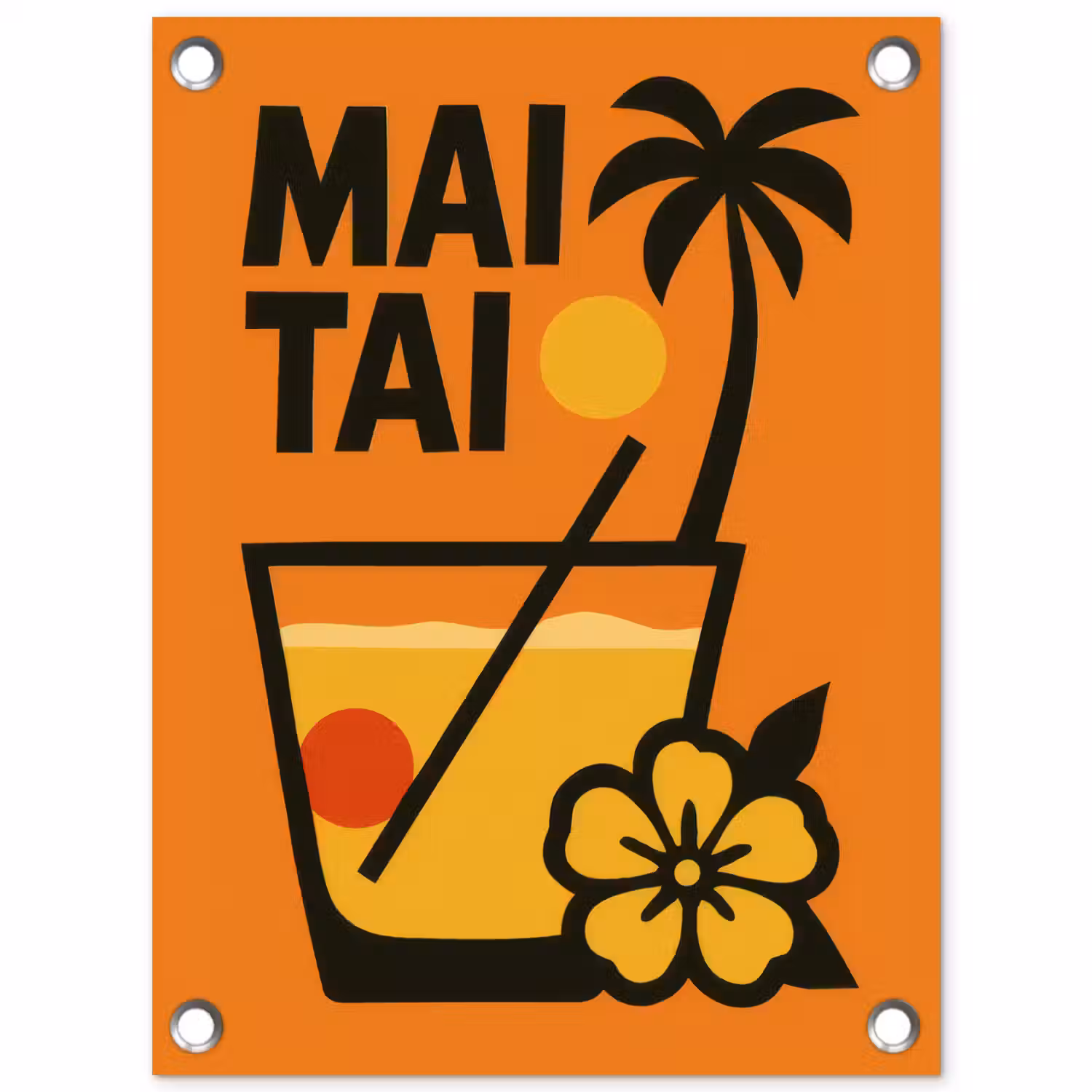 Palmboom - Bloem - Art - Drink tuinposter los doek klein -3d