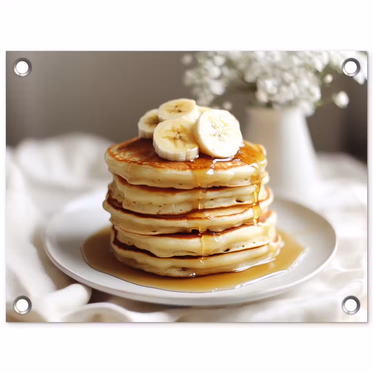 Pannenkoeken - Banaan - Siroop - Wit - Beige tuinposter los doek klein -3d