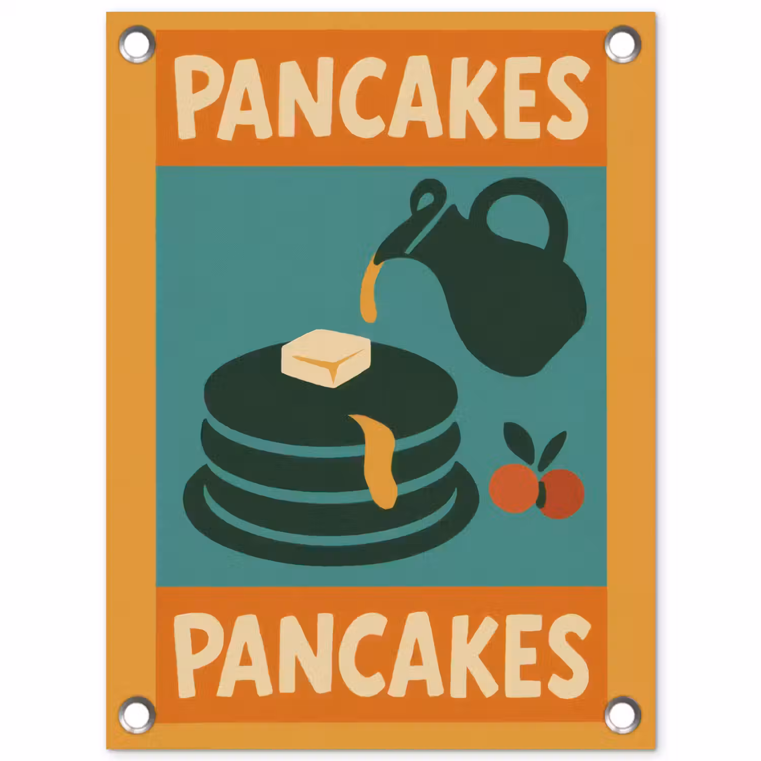 Pannenkoeken - Siroop - Illustratie - Oranje tuinposter los doek klein -3d