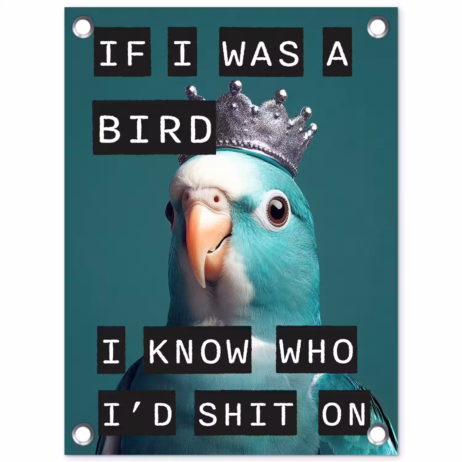 Parkiet - Turquoise - Quotes - Decoratie tuinposter los doek klein -3d
