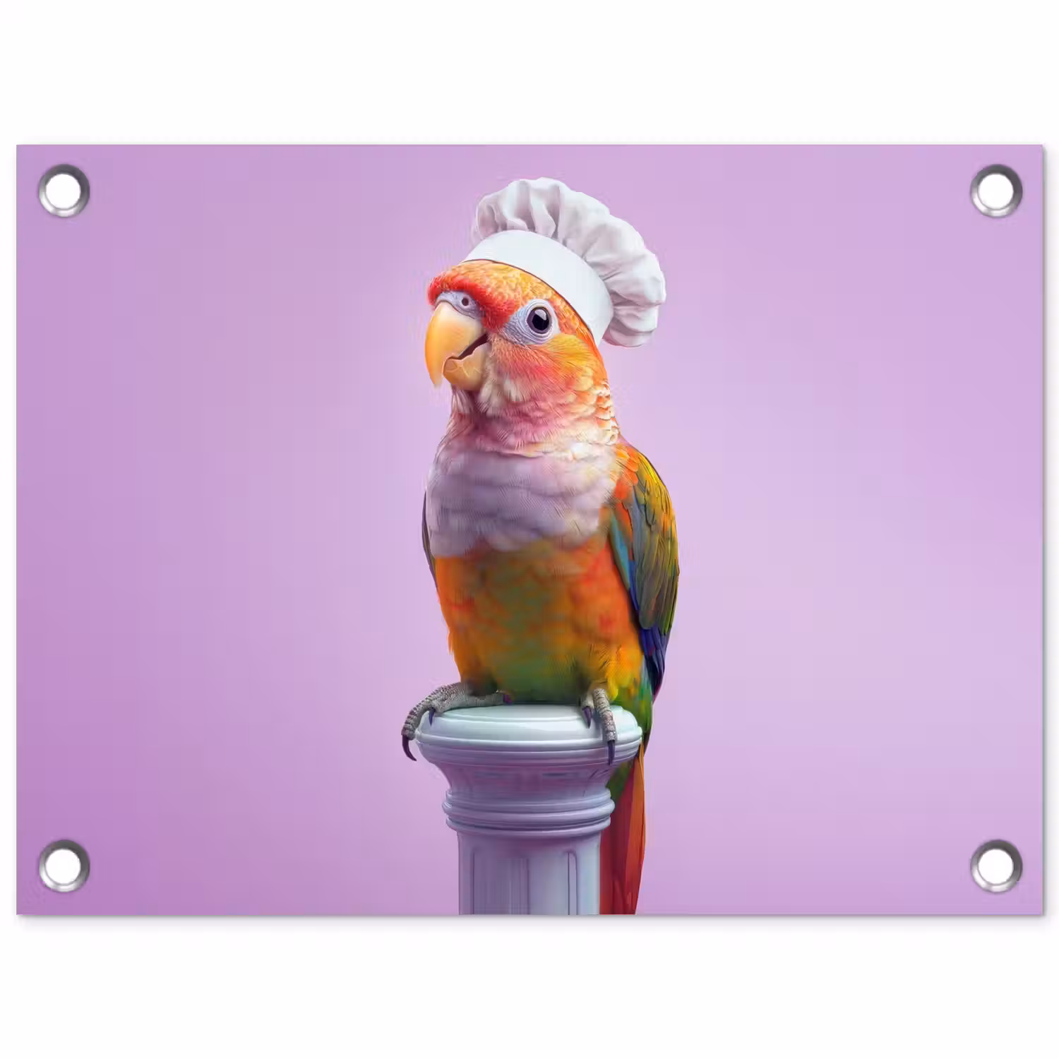 Papegaai - Koksmuts - Pilaar - Vogel tuinposter los doek klein -3d