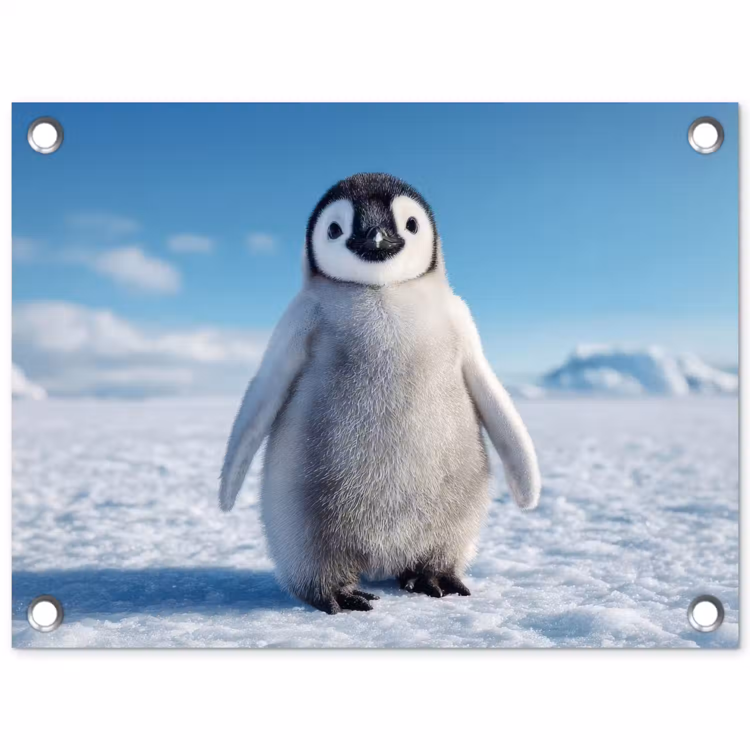 Pinguïn - Sneeuw - Landschap - Wit tuinposter los doek klein -3d
