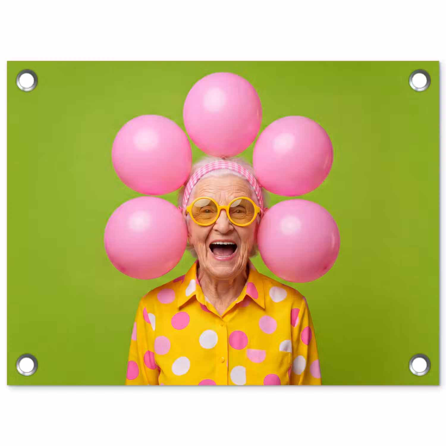 Mens - Ballonnen - Feest - Kleurrijk - Roze tuinposter los doek klein -3d