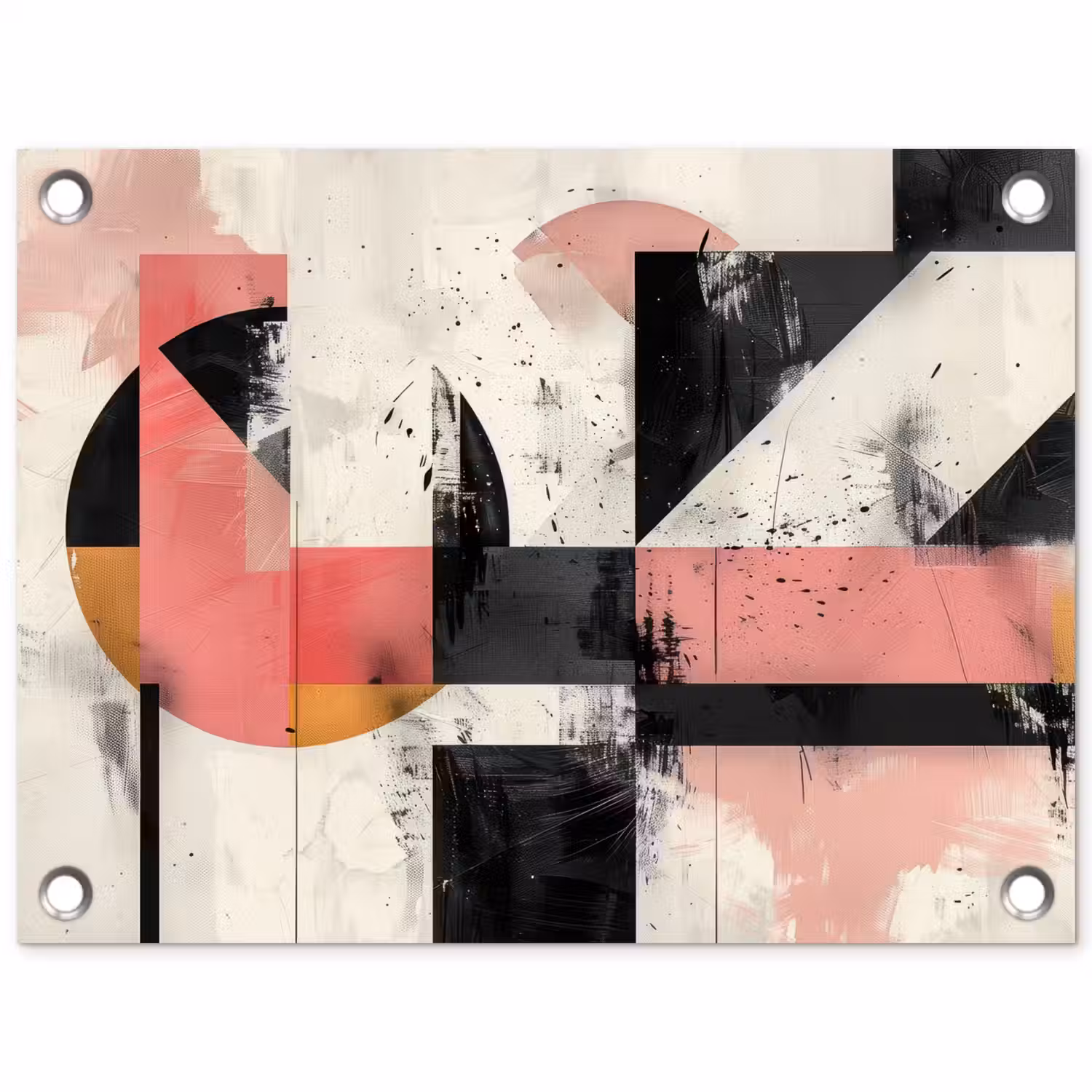 Roze - Abstract - Aesthetic - Modern - Vormen tuinposter los doek klein -3d