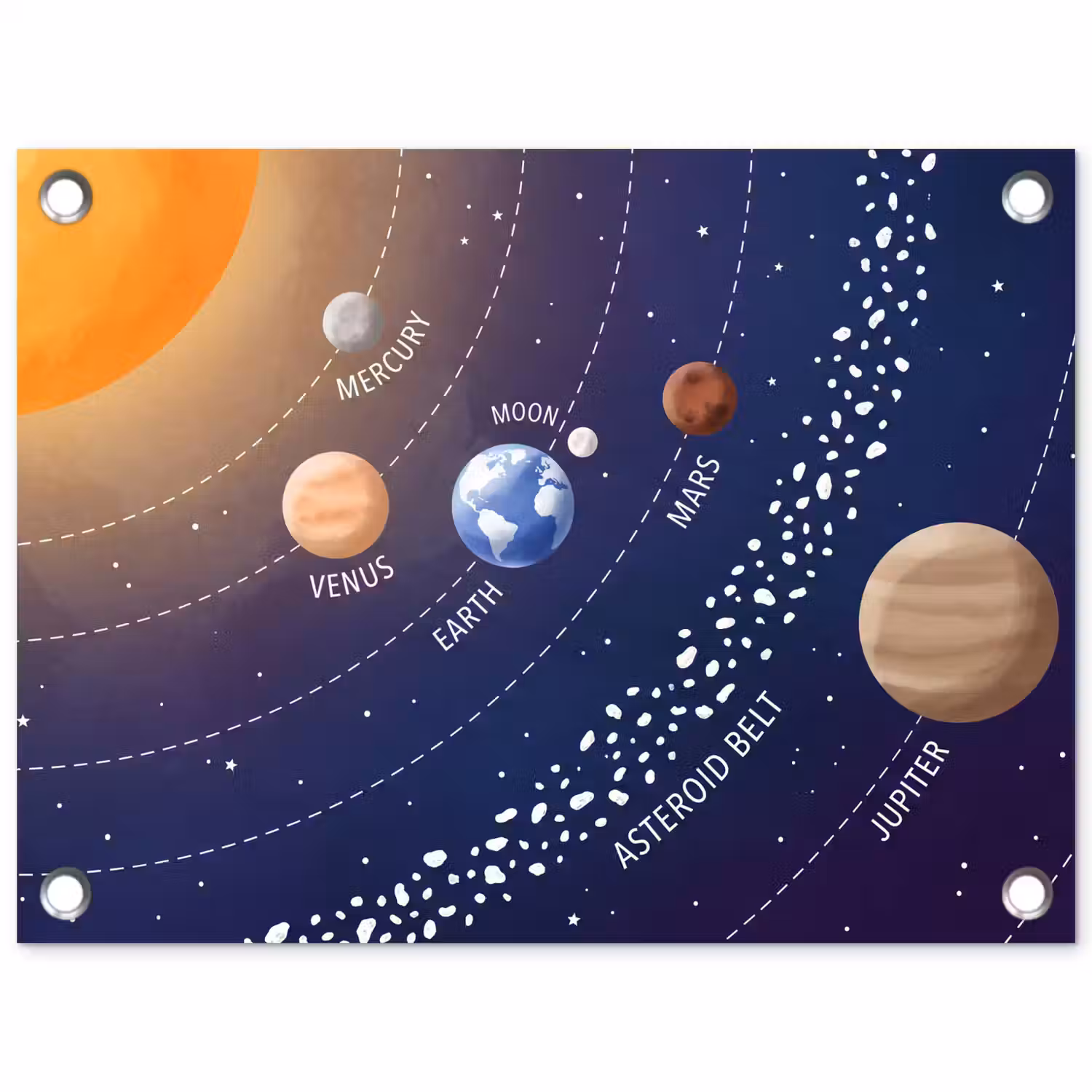 Planetenstelsel - Ruimte - Illustratie tuinposter los doek klein -3d