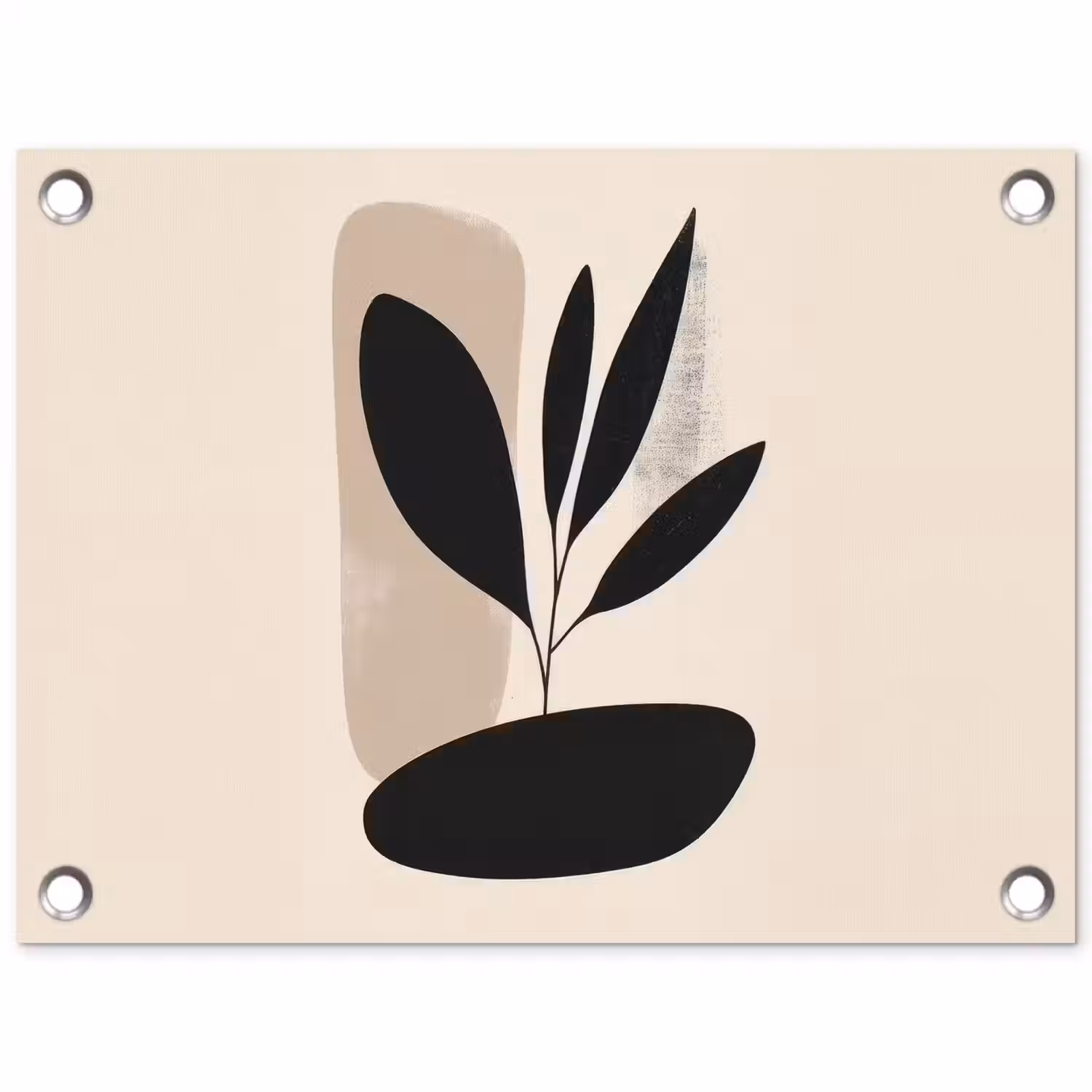 Plant - Beige - Japandi tuinposter los doek klein -3d