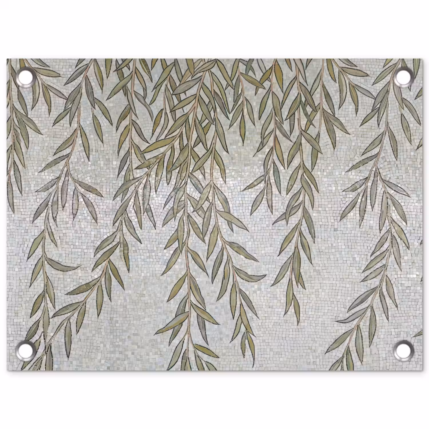 Planten - Mozaïek - Patroon - Groen - Blauw tuinposter los doek klein -3d