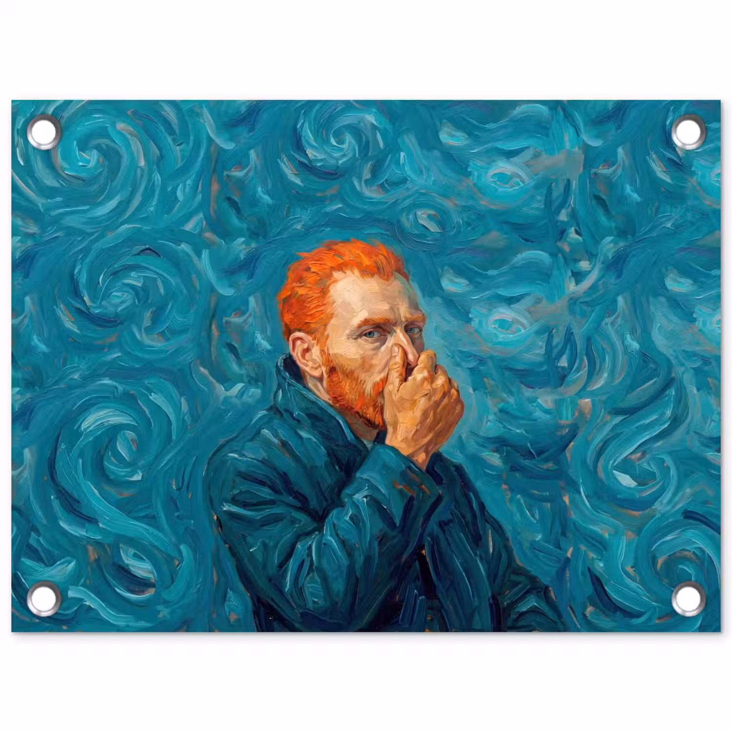 Portret - Klassiek - Blauw tuinposter los doek klein -3d