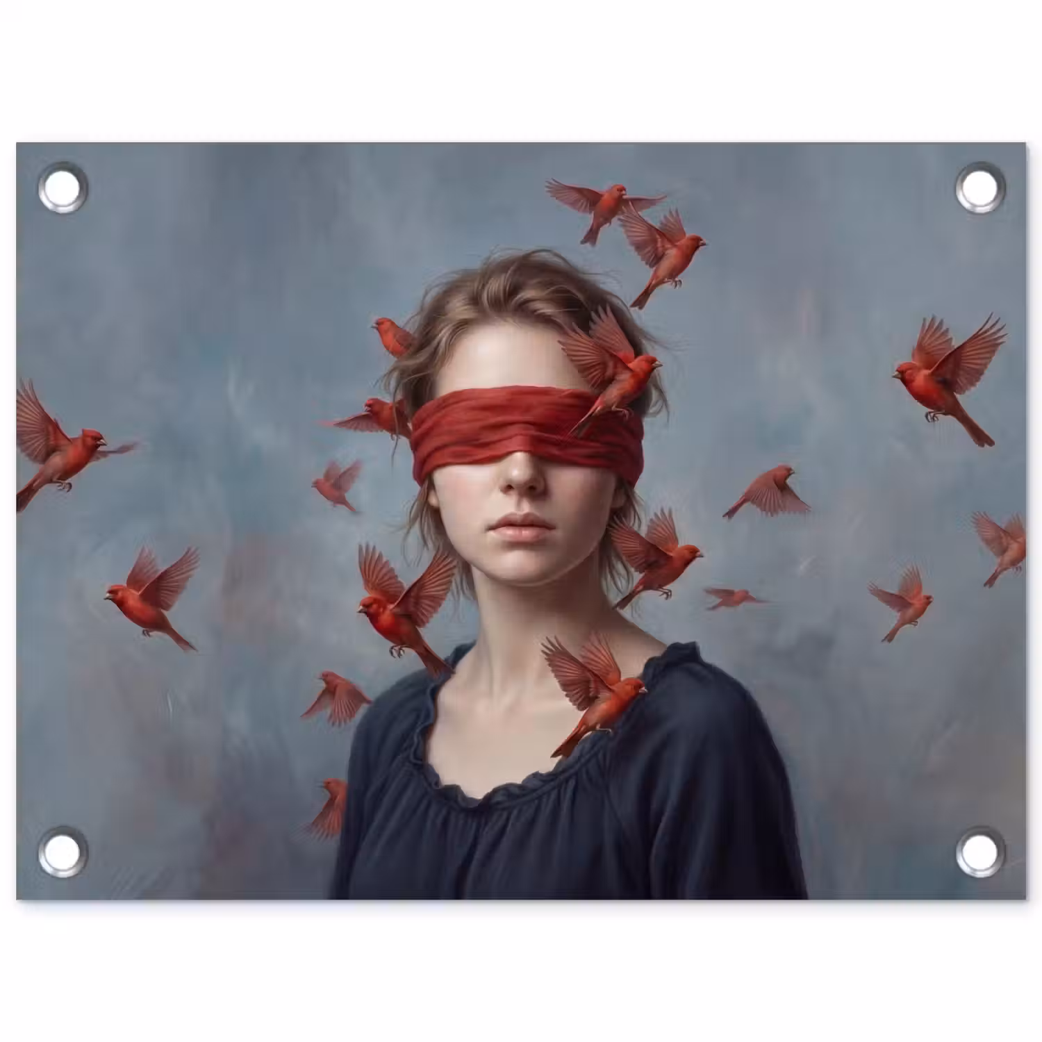 Portret - Krachtig - Rood tuinposter los doek klein -3d