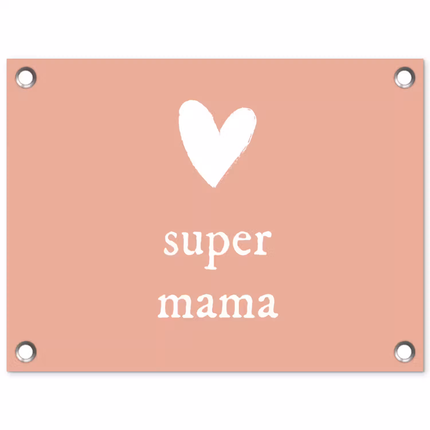 Presentje voor Moederdag super mama lichtroze/wit tuinposter los doek klein -3d