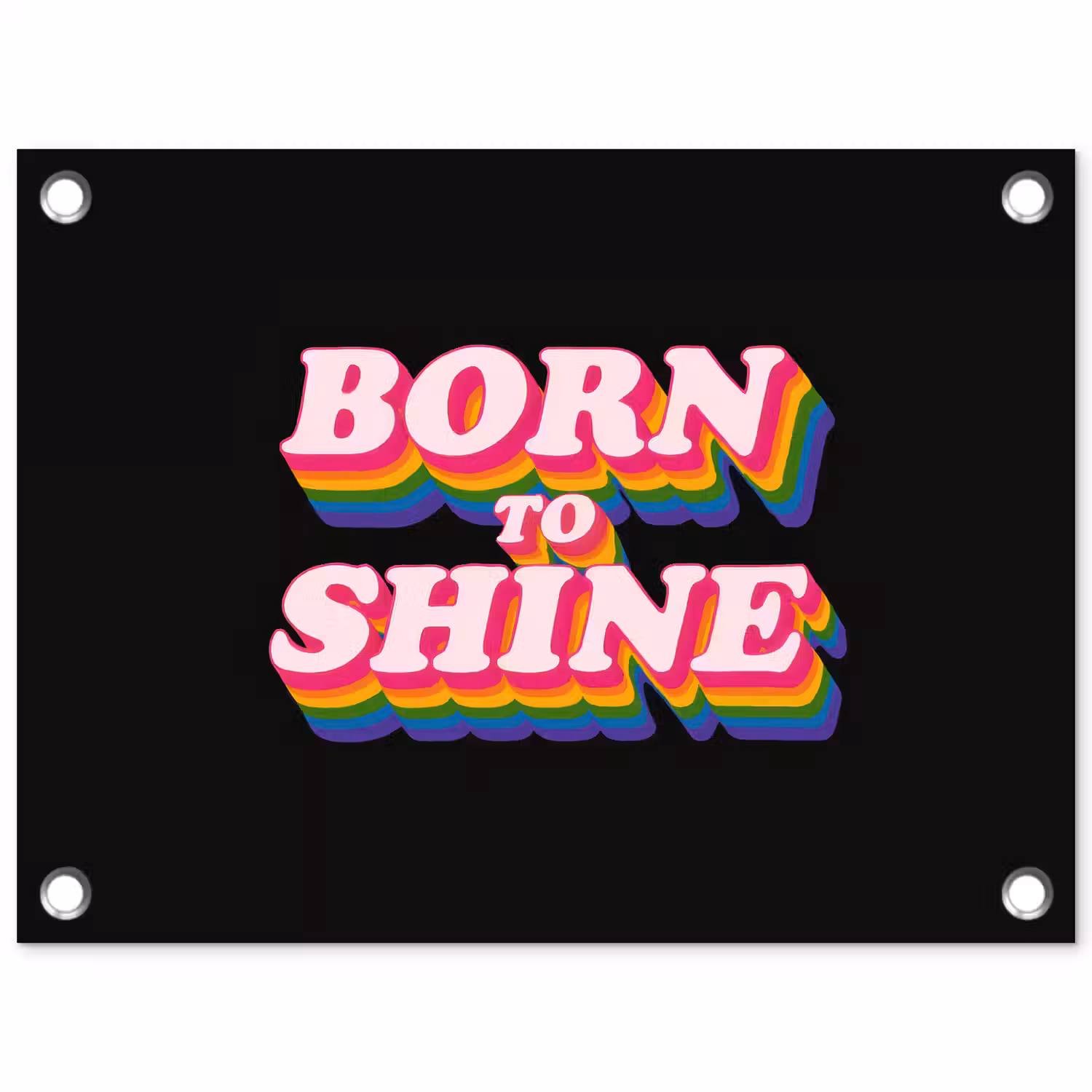 Quote - Regenboog - Roze - Zwart tuinposter los doek klein -3d