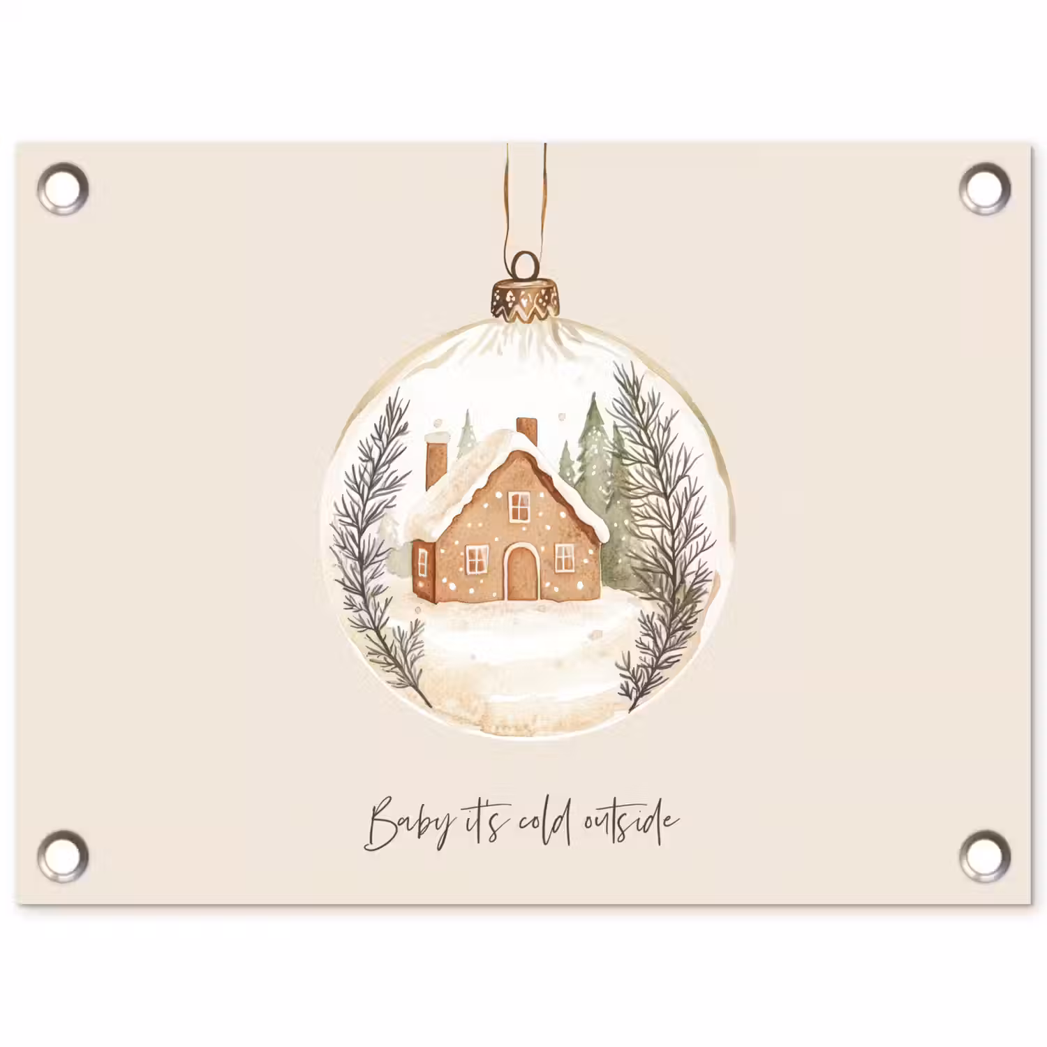 Quote - Winter - Kerst - Beige - Kerstbal tuinposter los doek klein -3d