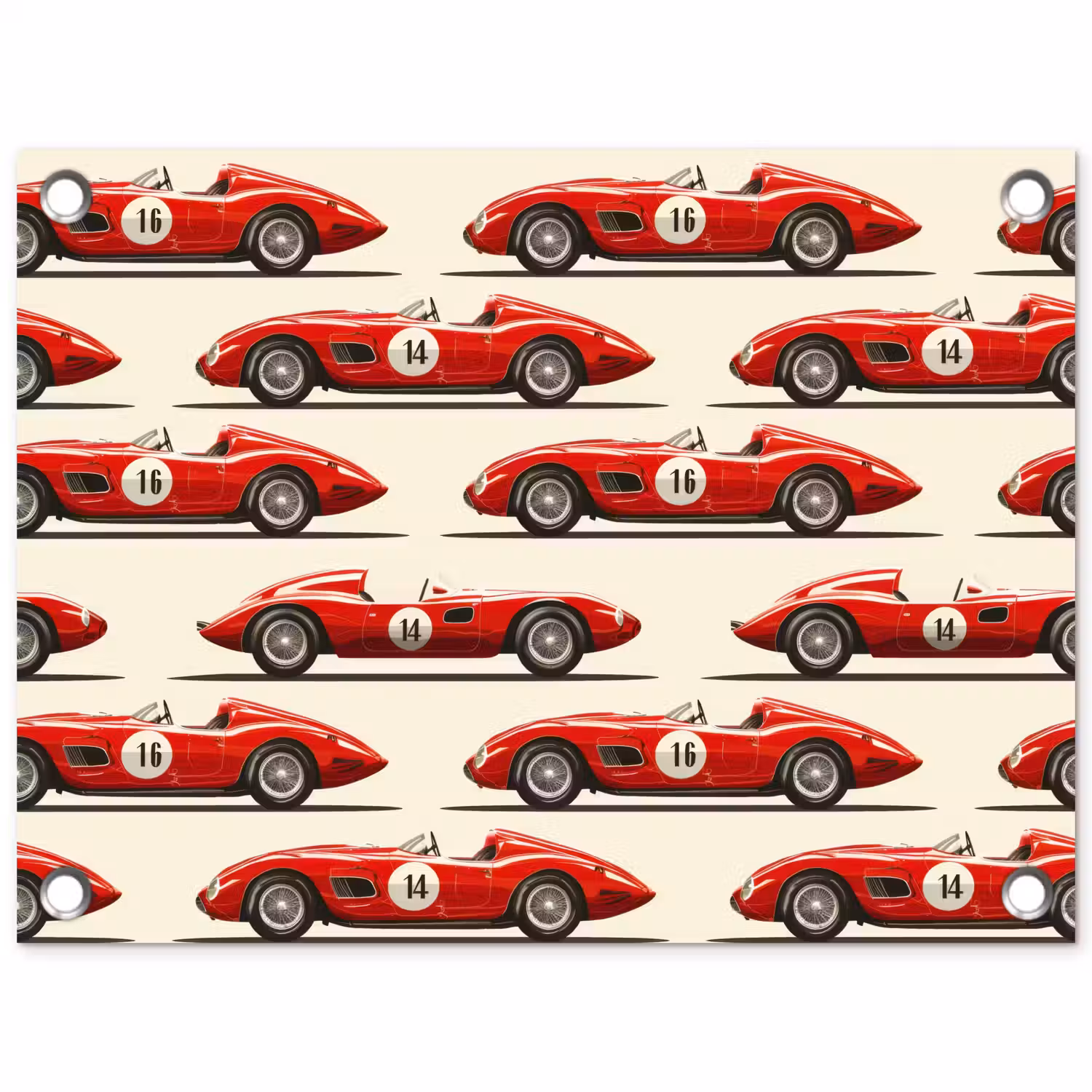 Raceauto - Retro - Rood tuinposter los doek klein 239 -3d