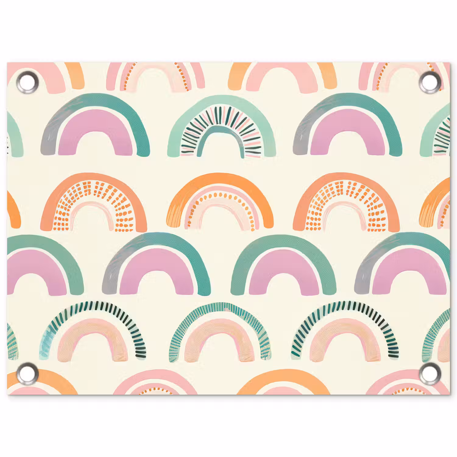 Regenboog - Pastel - Patroon tuinposter los doek klein -3d