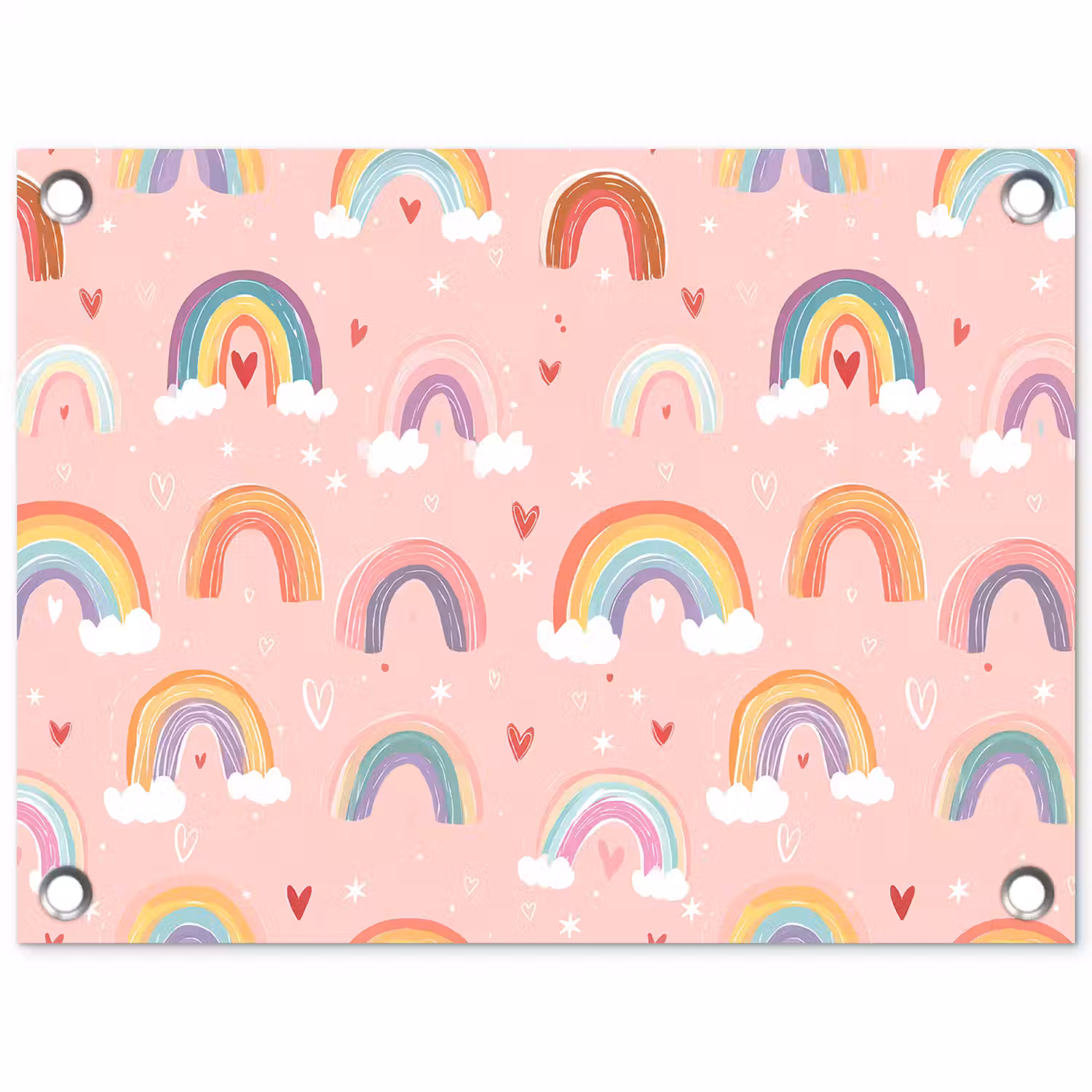 Regenboog - Patroon - Pastel - Handgetekend tuinposter los doek klein -3d