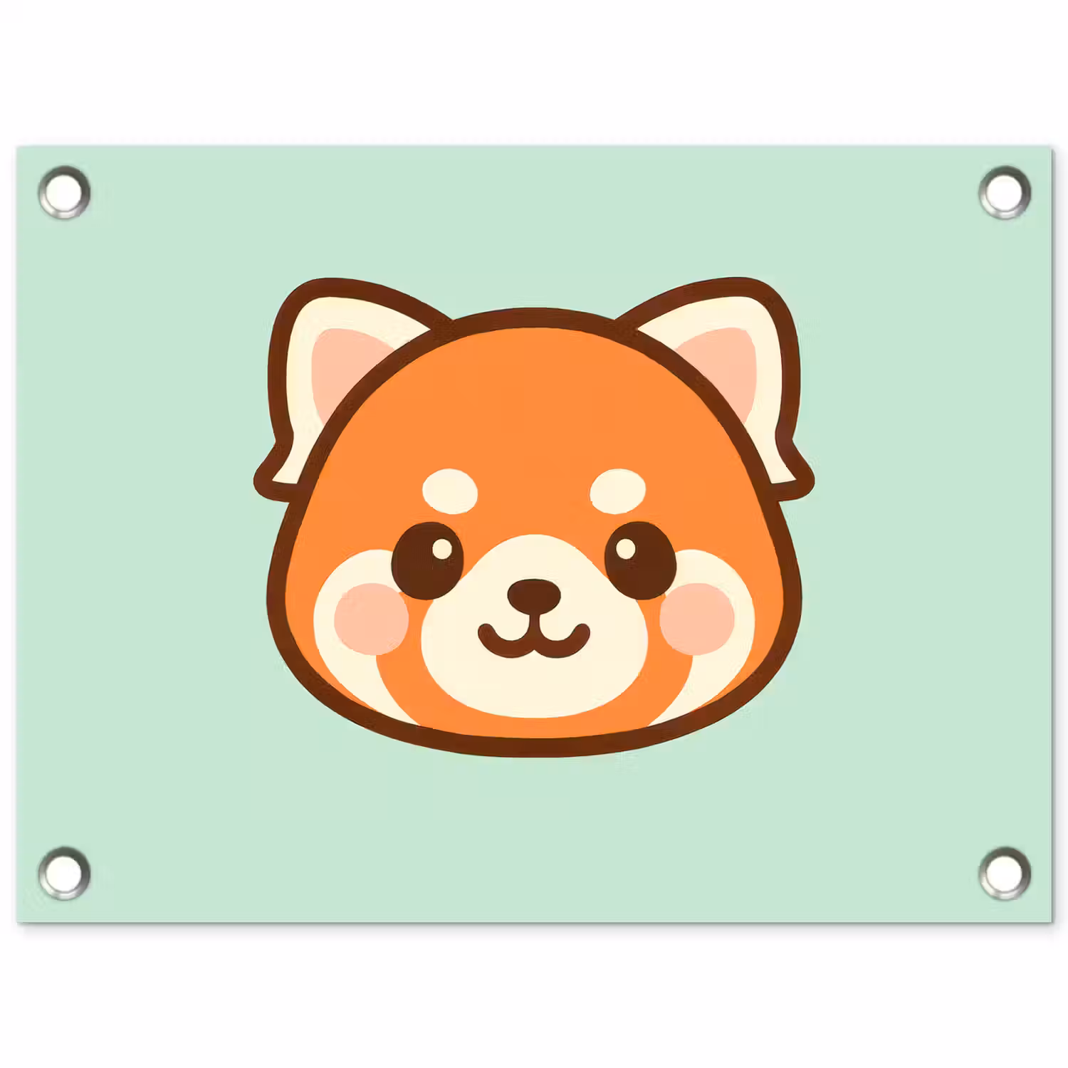 Rode panda - Groen - Cartoon tuinposter los doek klein -3d