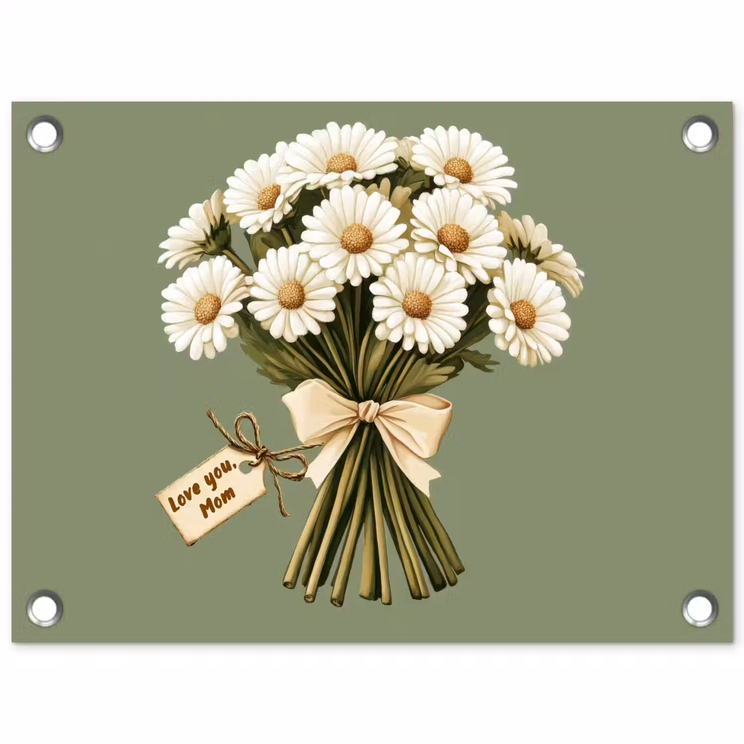Lint - Boeket - Groen - Quote tuinposter los doek klein -3d