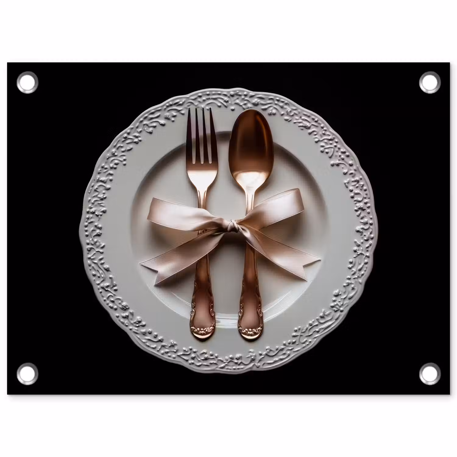 Rose - Strik - Bestek tuinposter los doek klein -3d