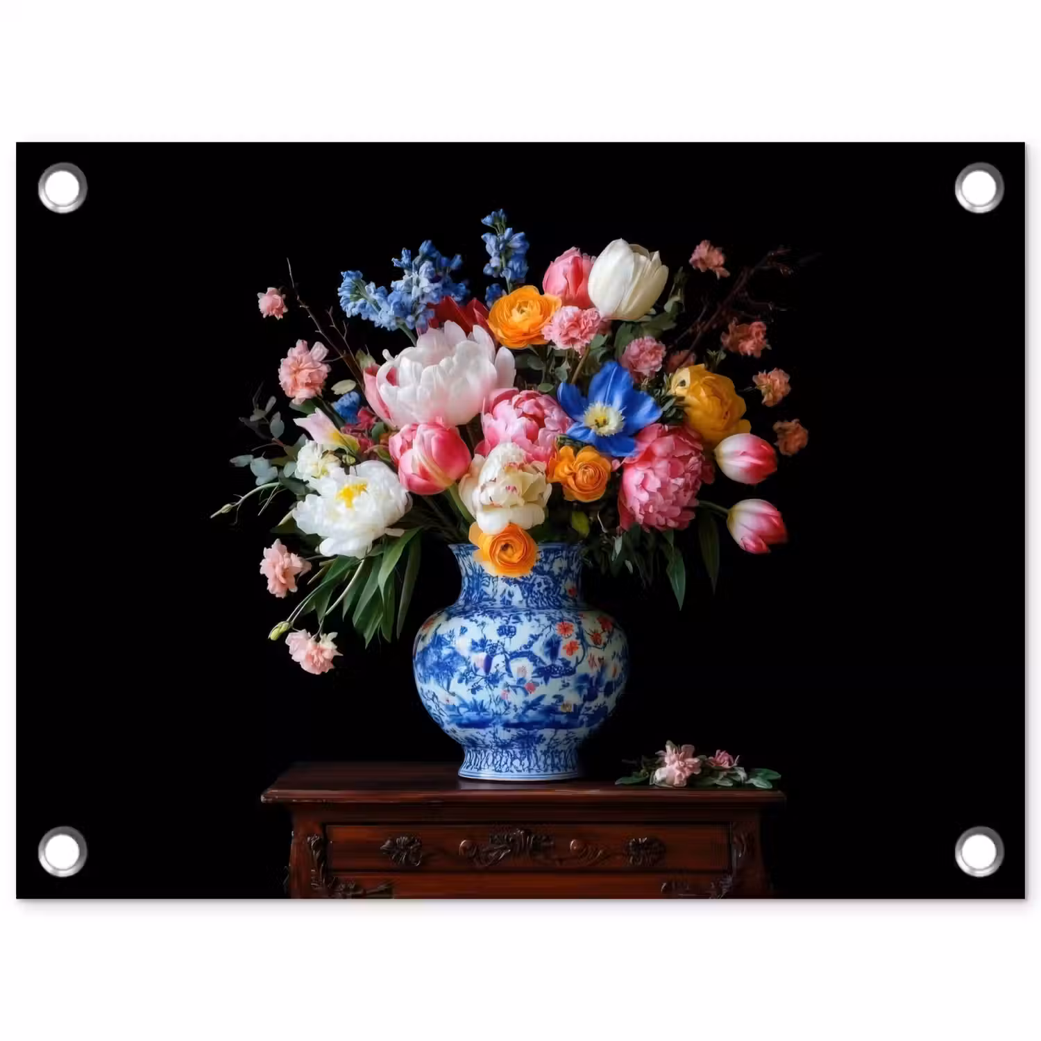 Rozen - Bloemen - Vaas - Boeket tuinposter los doek klein -3d