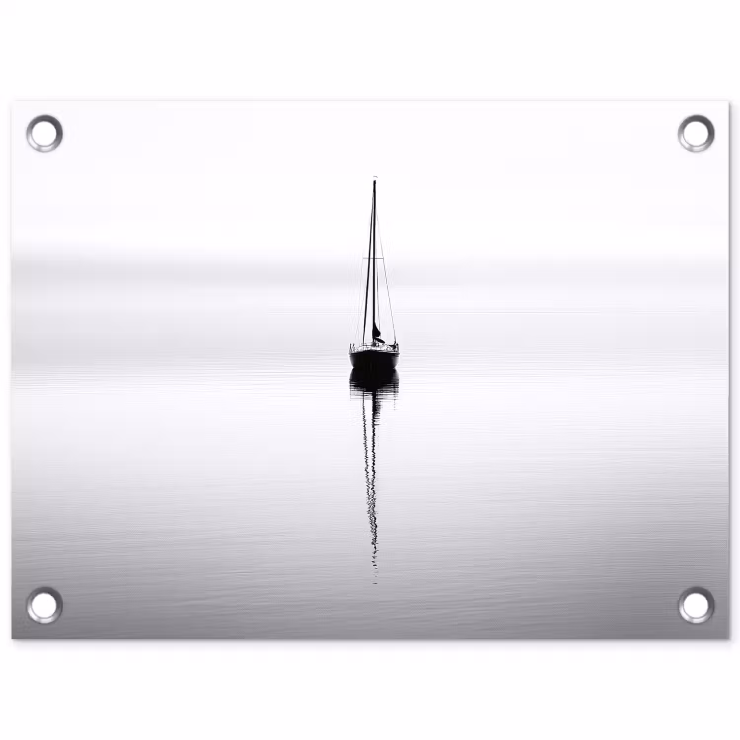 Zeilboot - Zwart - Water - Silhouet tuinposter los doek klein -3d