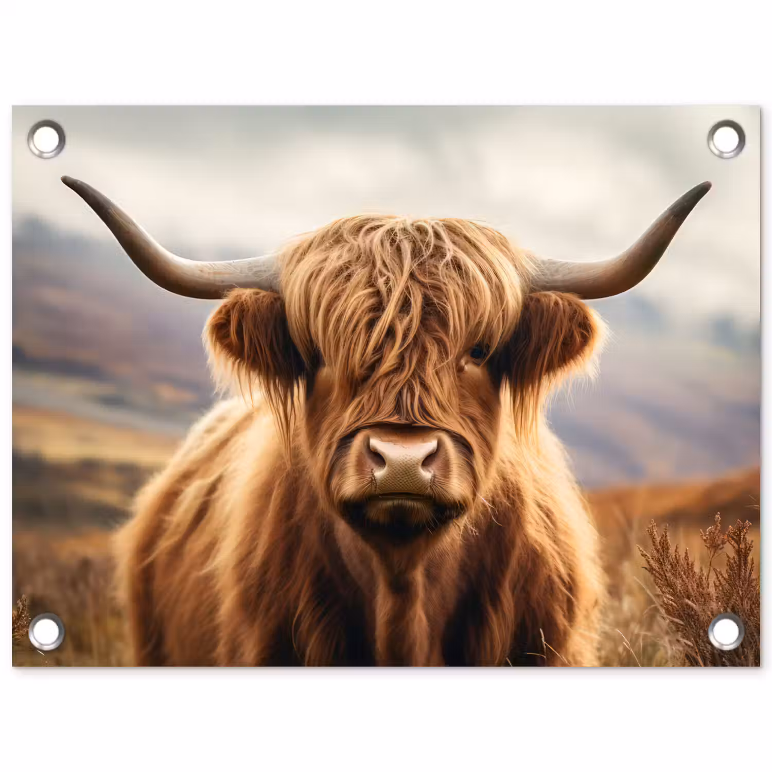 Schotse hooglander - Landschap - Dier tuinposter los doek klein -3d