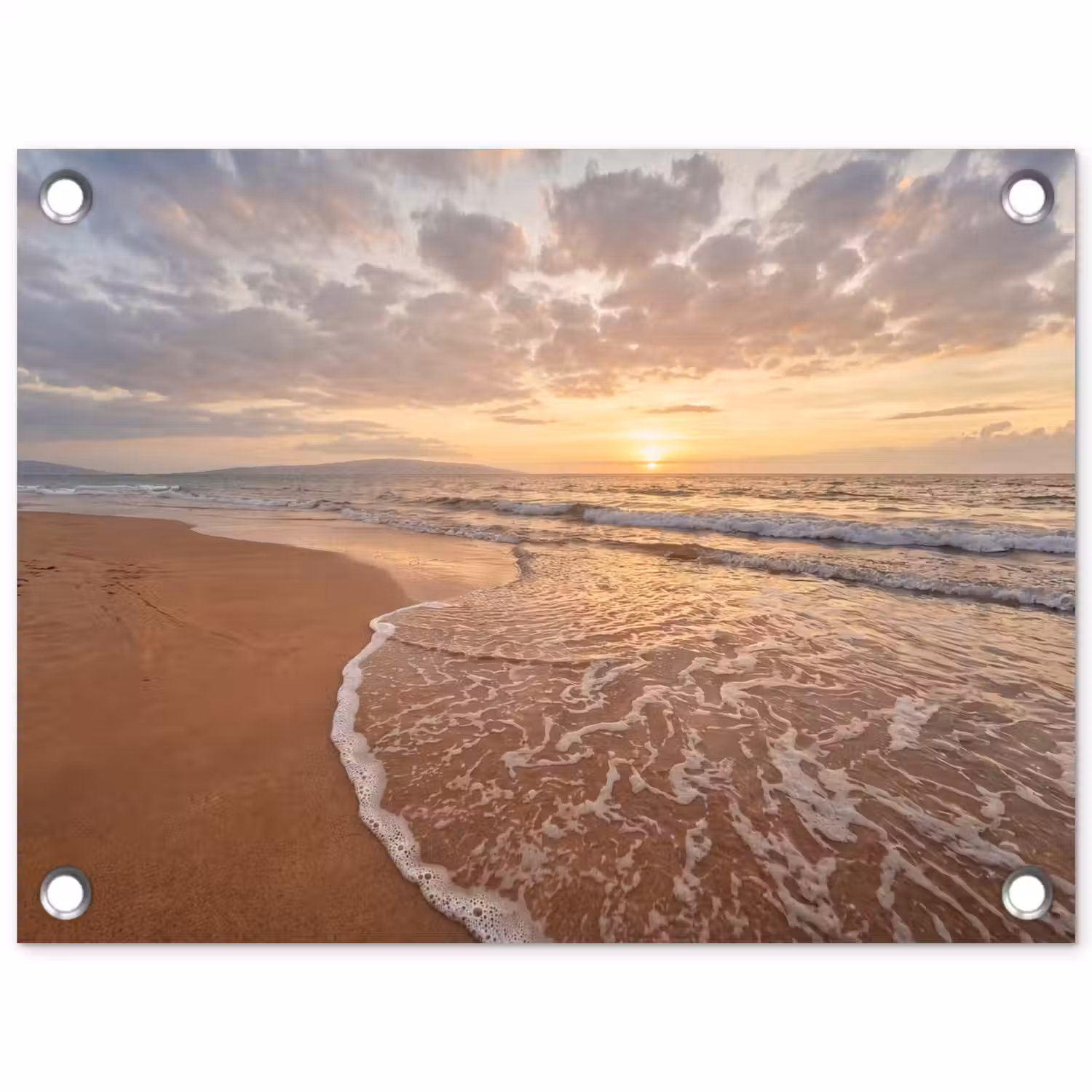 Zee - Kustlijn - Wolken - Landschap - Oranje tuinposter los doek klein -3d