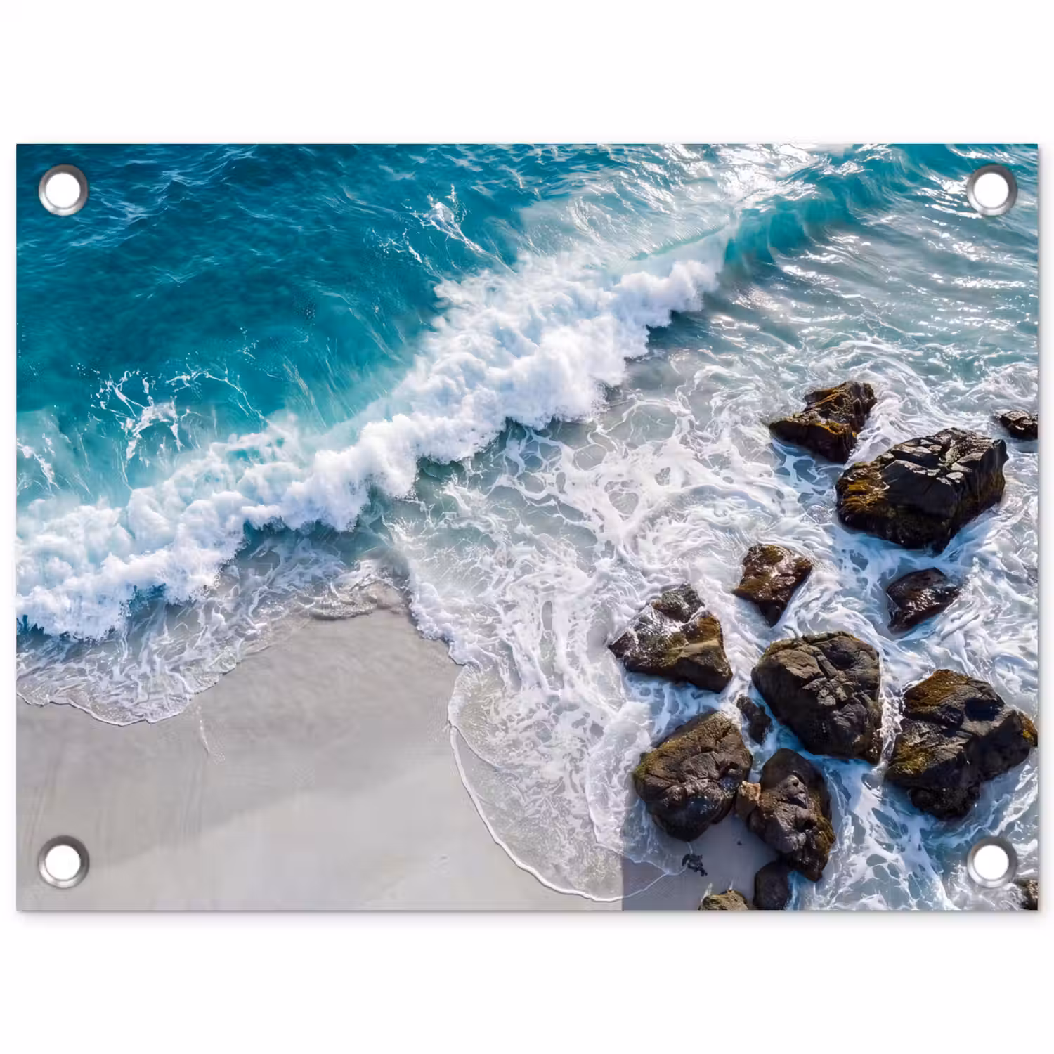 Zee - Golf - Strand - Natuur - Blauw tuinposter los doek klein -3d