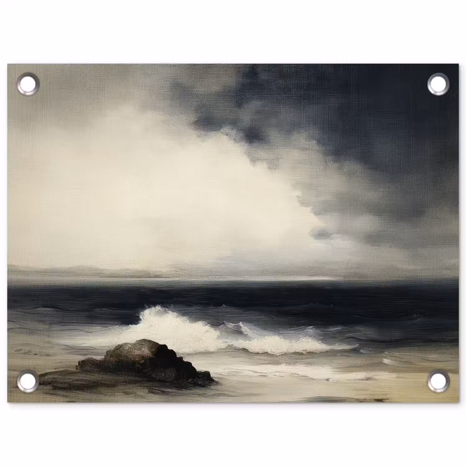 Zee - Rotsen - Storm tuinposter los doek klein -3d