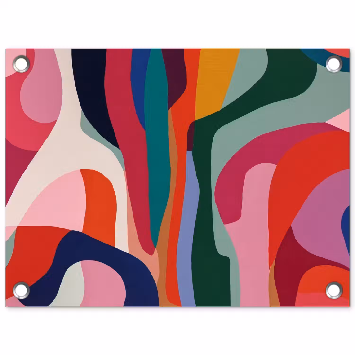 Vormen - Bochten - Kleurrijk - Abstract tuinposter los doek klein -3d