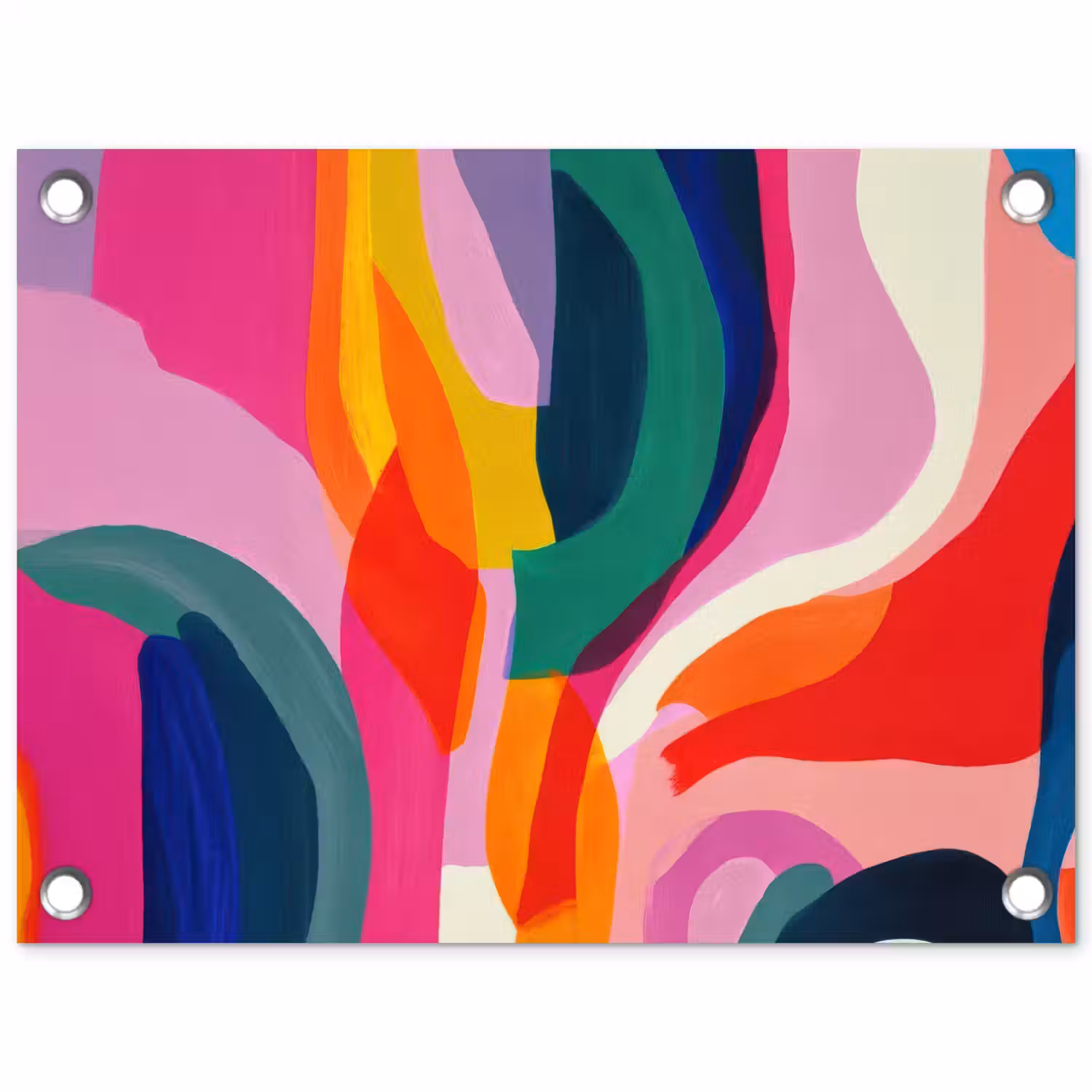 Vormen - Golvend - Abstract - Felroze tuinposter los doek klein -3d