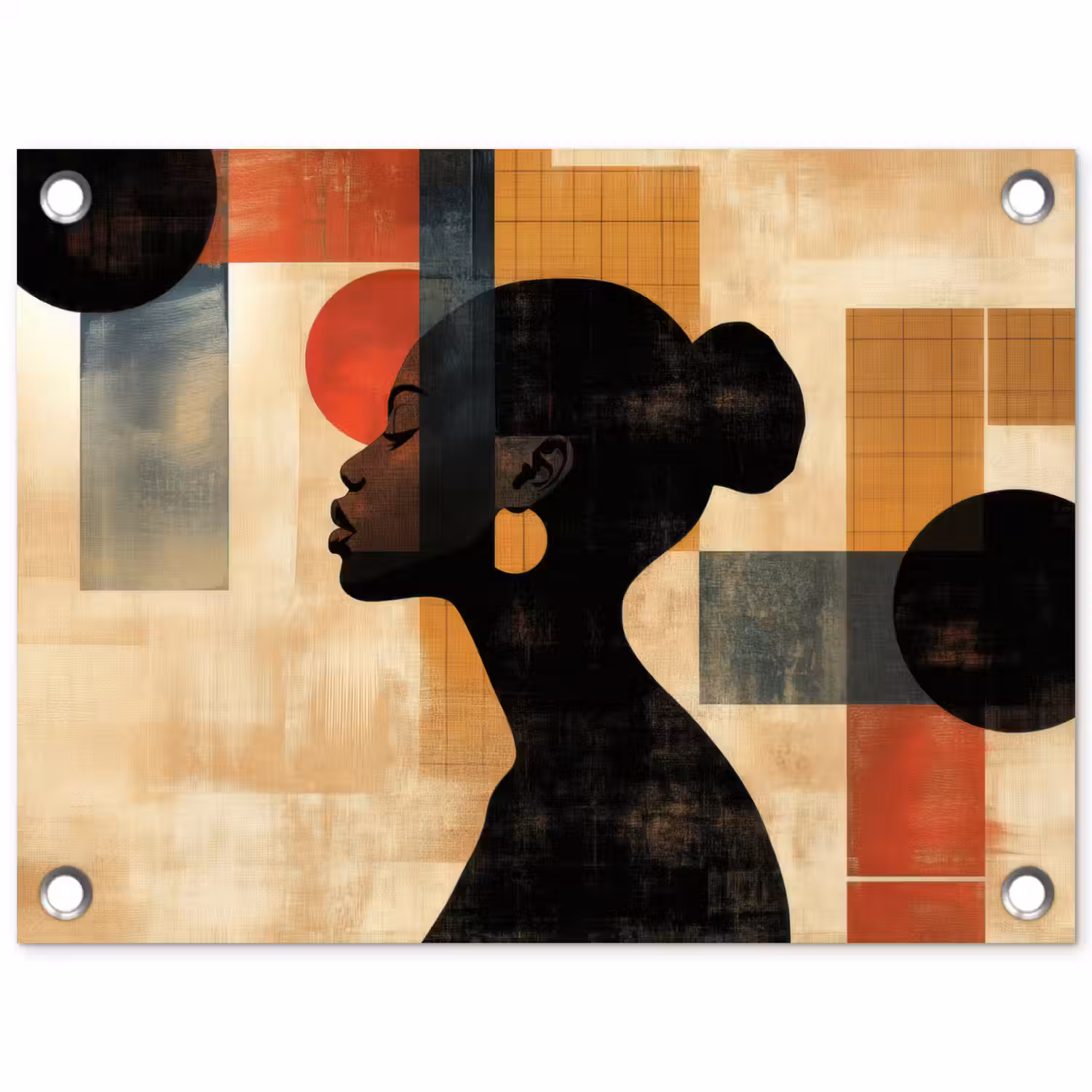 Zijaanzicht - Vrouw - Vormen tuinposter los doek klein -3d