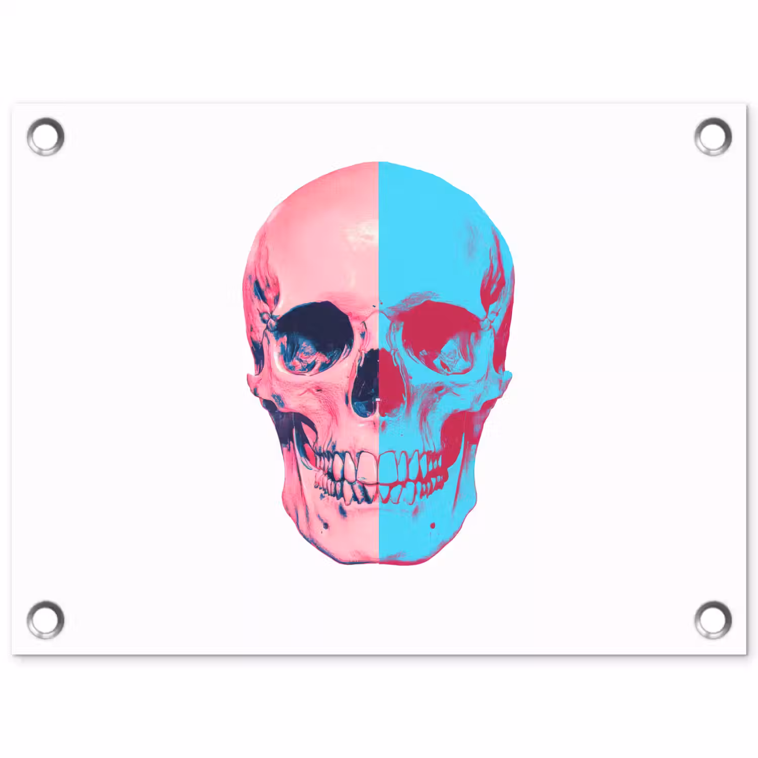 Schedel - Grafisch - Roze - Verdeeld tuinposter los doek klein -3d