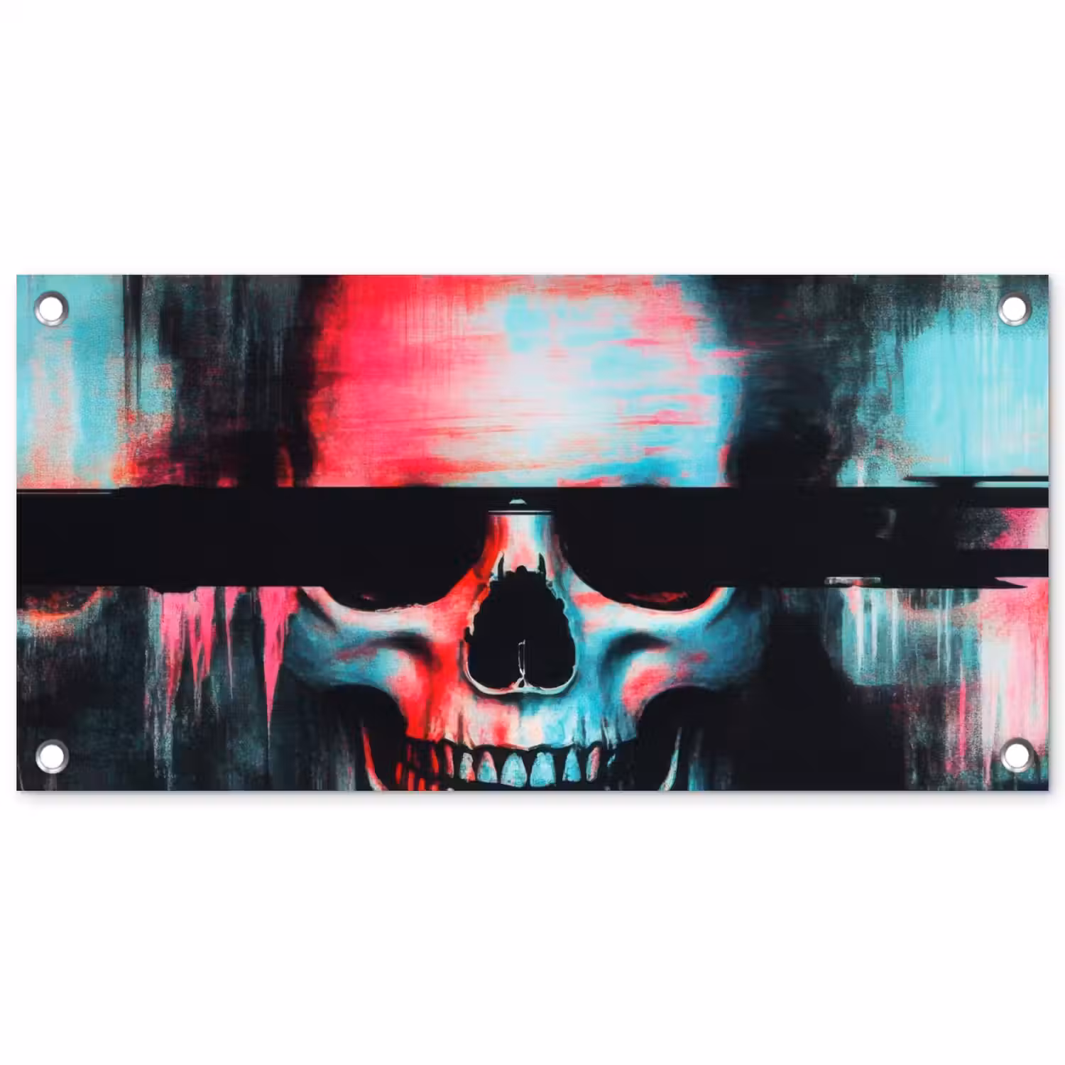 Schedels - Glitch - Cyberpunk tuinposter los doek klein -3d