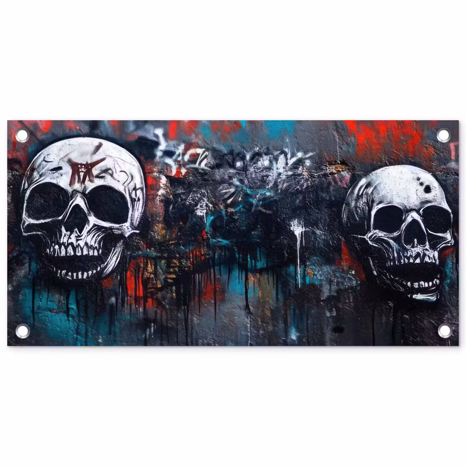 Schedels - Graffiti - Abstract tuinposter los doek klein -3d