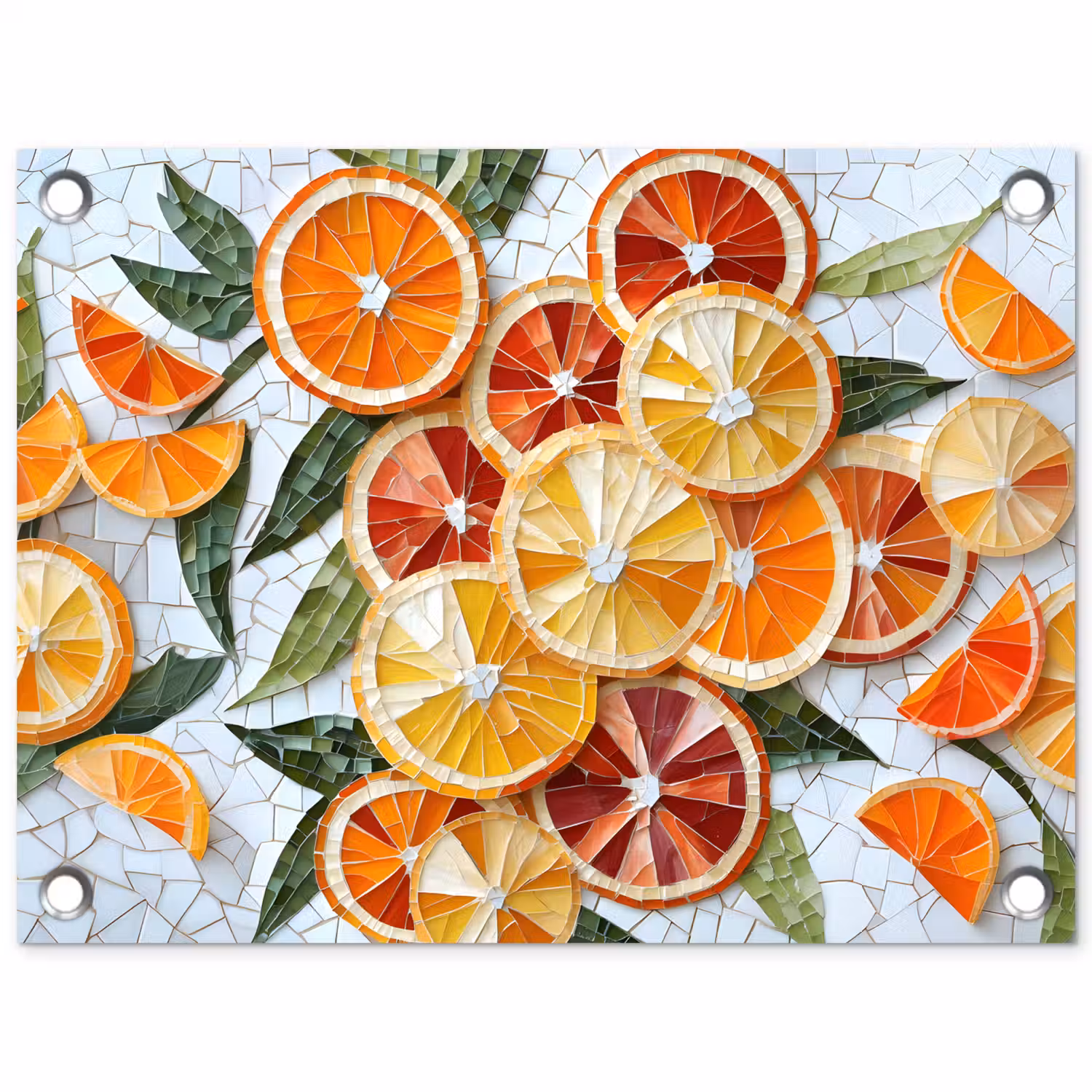 Schijfjes - Fruit - Oranje - Mozaïek tuinposter los doek klein -3d