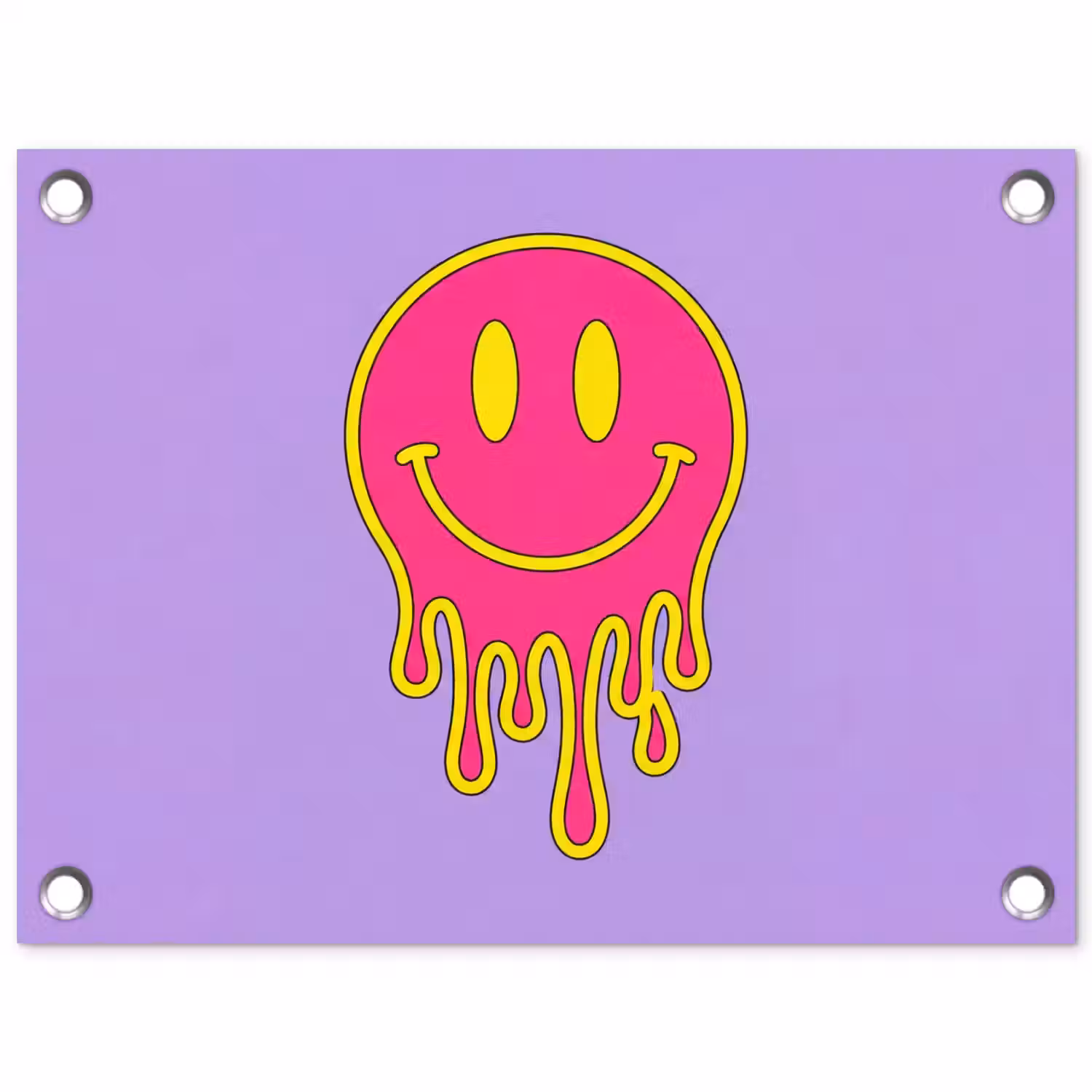 Smiley - Drip - Neon tuinposter los doek klein -3d