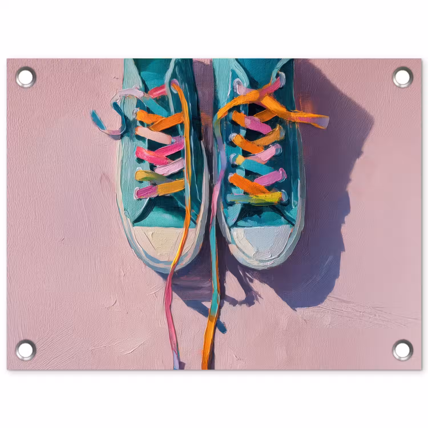 Sneakers - Veters - Kleurrijk - Schaduw tuinposter los doek klein -3d