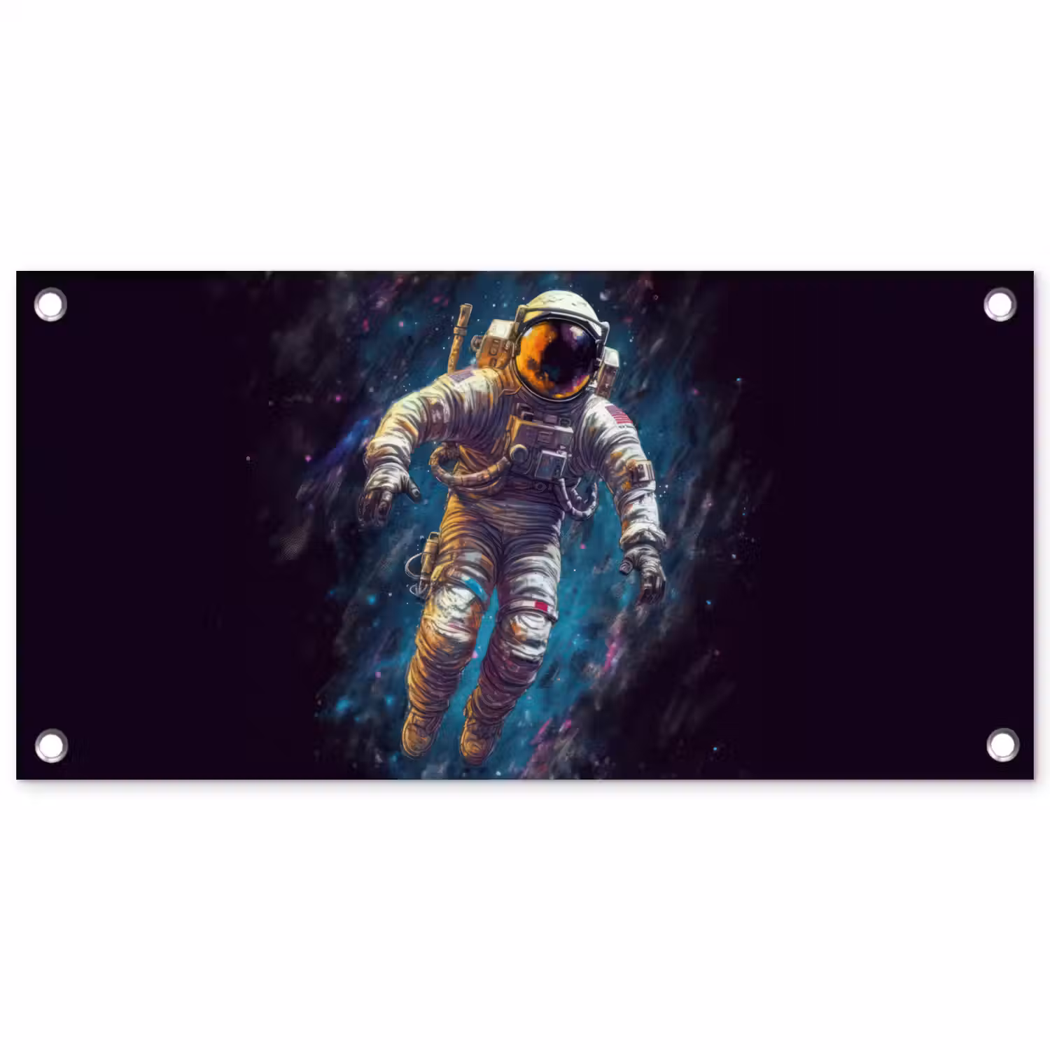 Ruimte - Neon - Astronaut - Sterren tuinposter los doek klein -3d