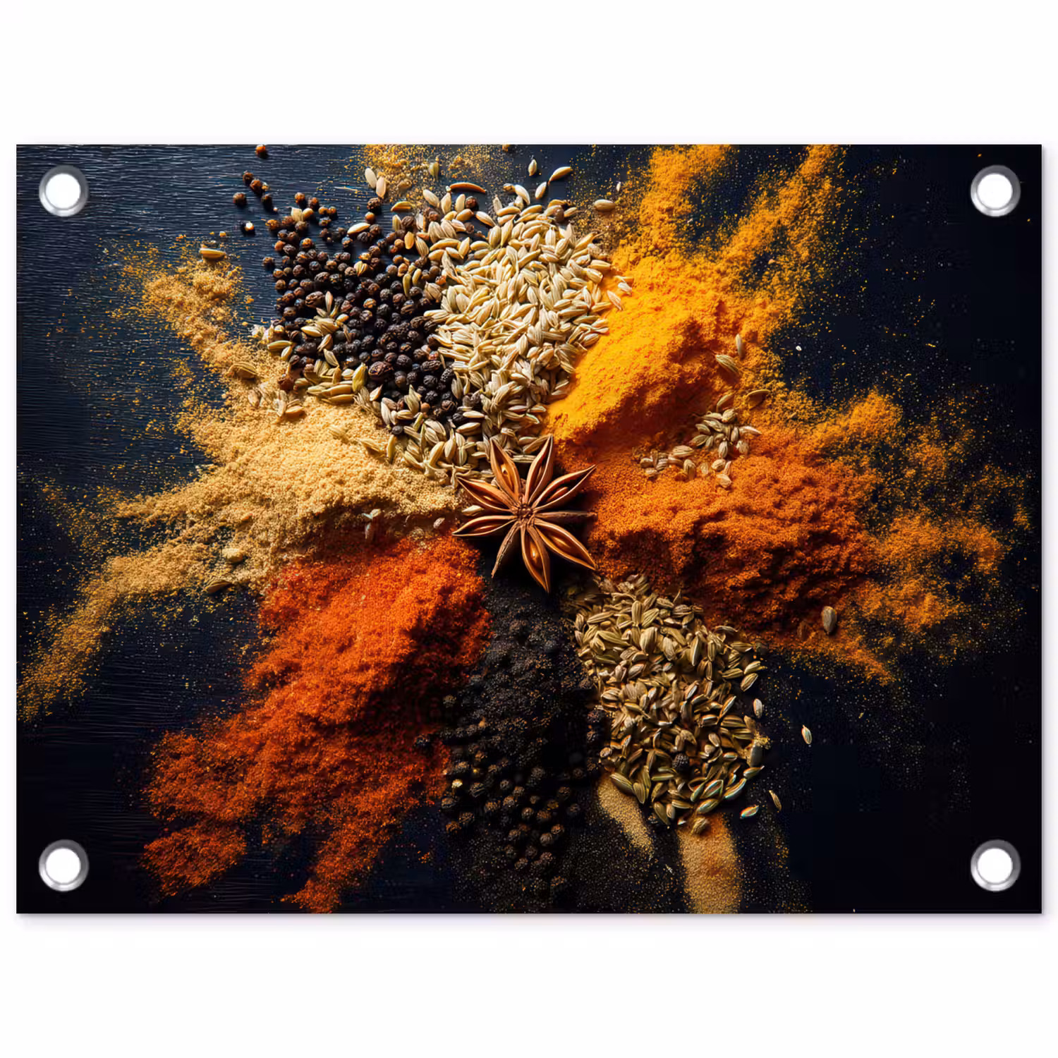 Specerijen - Explosie - Oranje tuinposter los doek klein -3d