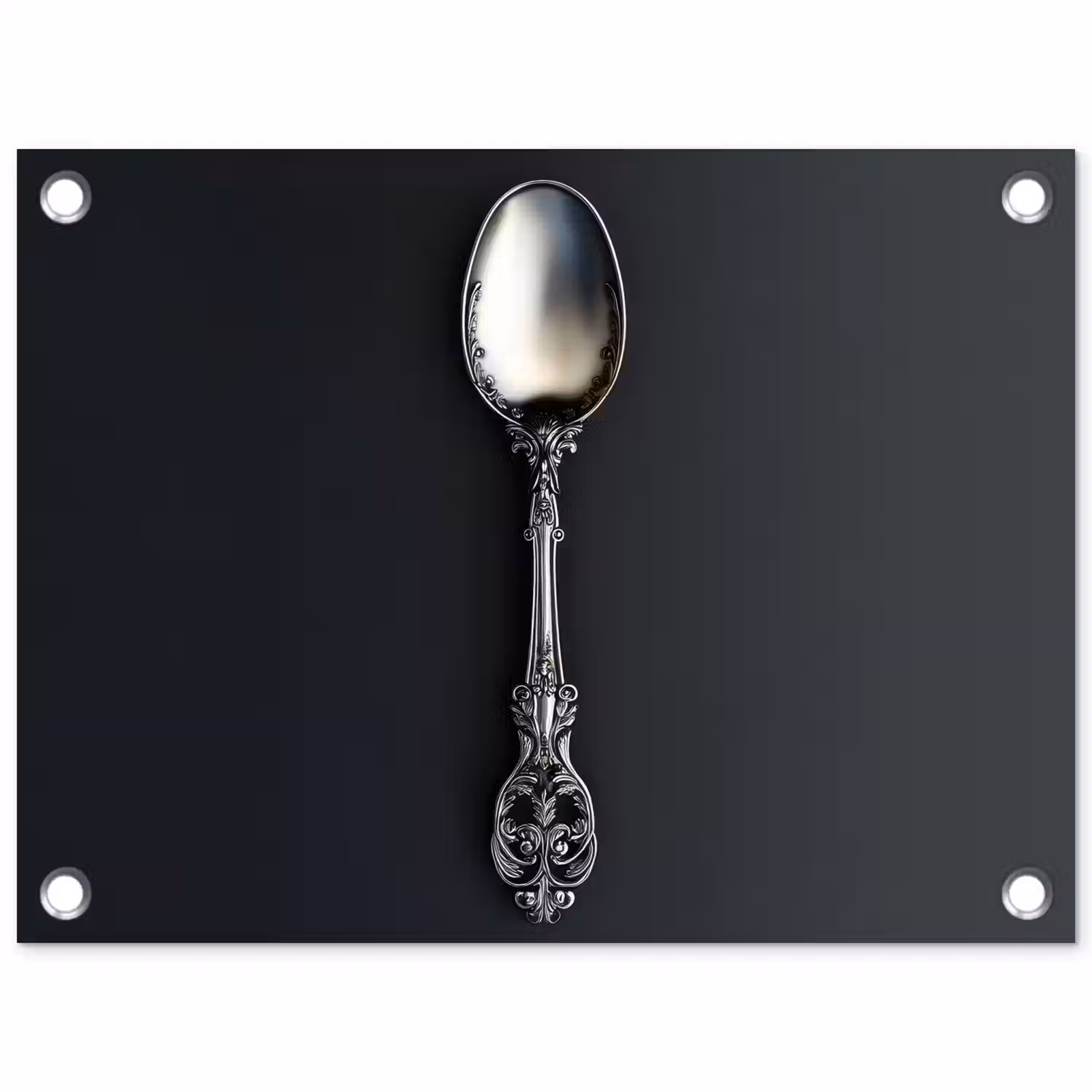 Lepel - Zilver - Metaal tuinposter los doek klein -3d