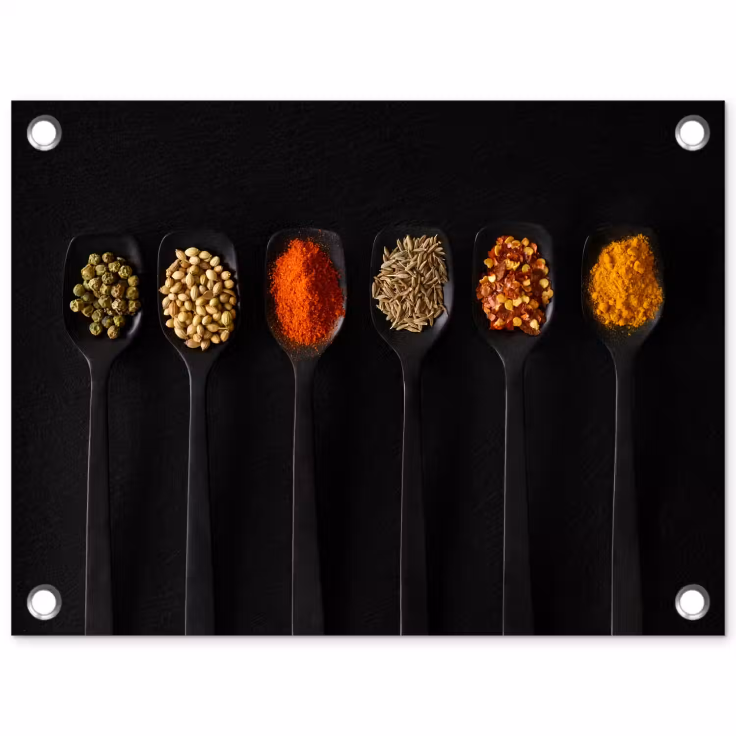 Lepels - Specerijen - Zwart - Kruiden - Rustiek tuinposter los doek klein -3d